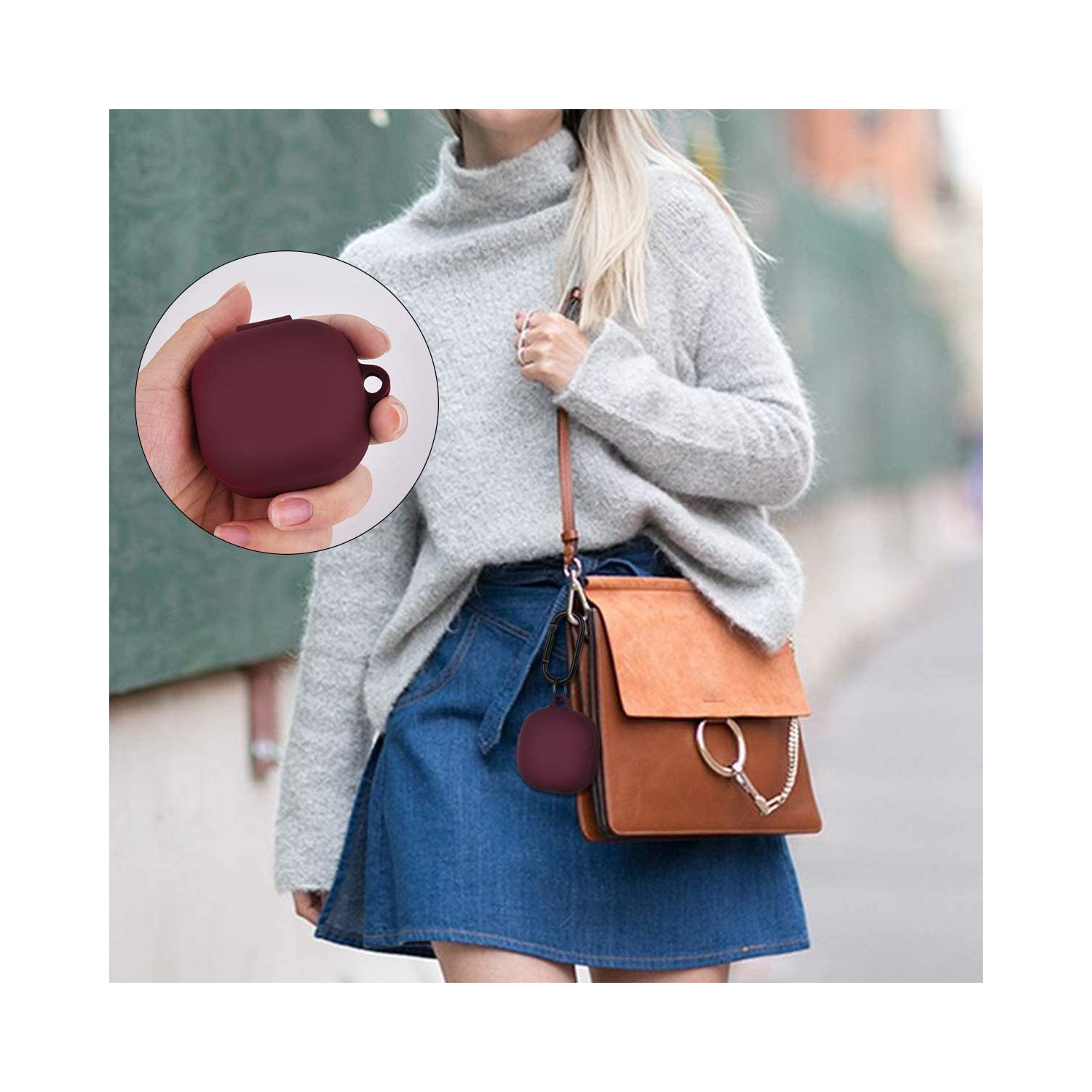 Étui en silicone compatible avec les Galaxy Buds 2 de Samsung/Étui pour Galaxy Buds 2 Pro (2021)/Étui pour Galaxy Buds Live (2020) (Bourgogne)