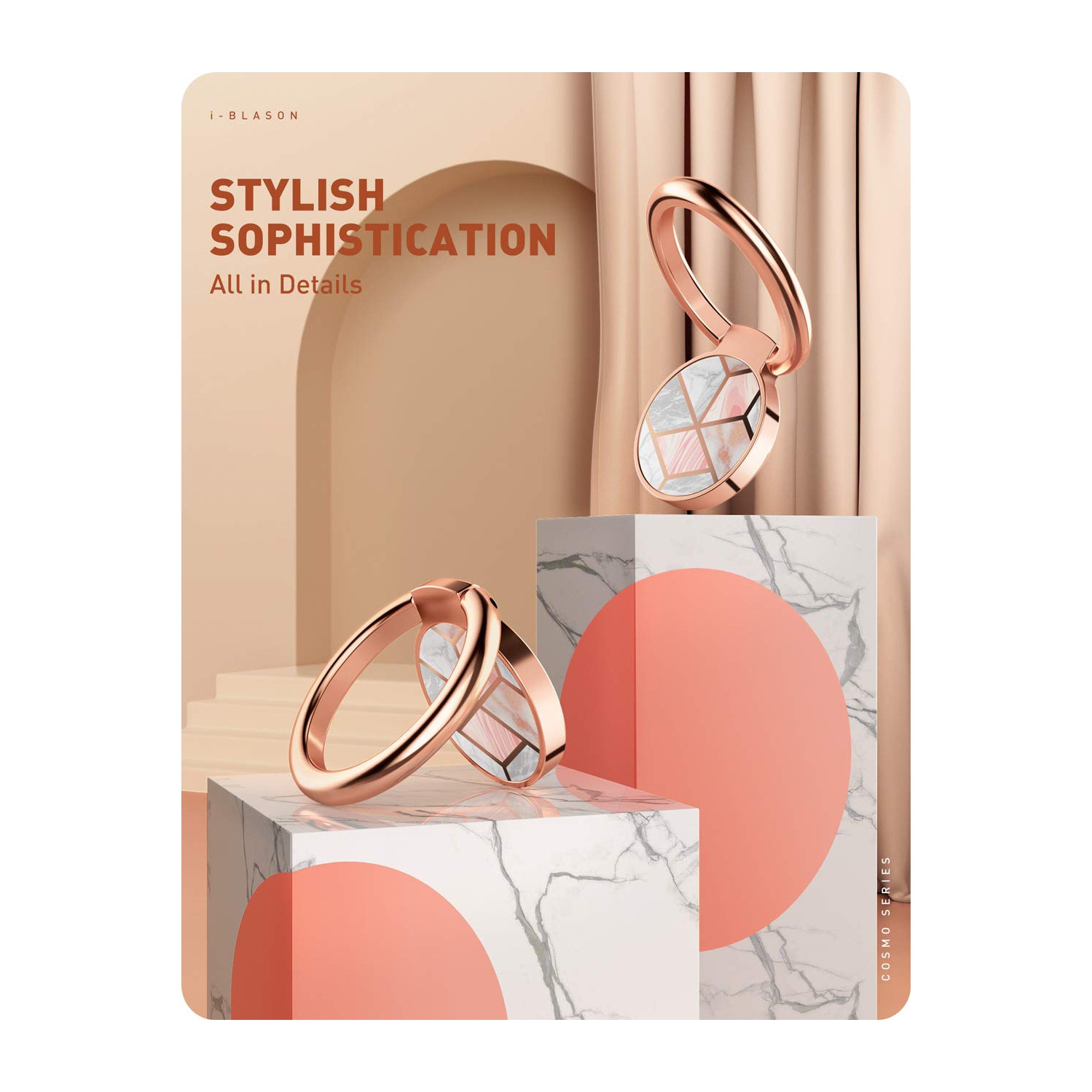 Cell Phone Ring Holder Finger Ring Stand 360° Rotation and 180° Flip Universal Kickstand Metal Grip Holder for Magnetic Car Mount