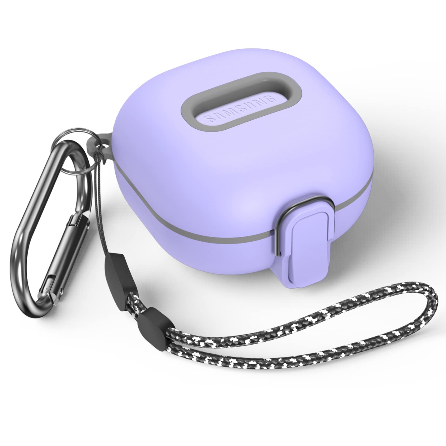 Secure Lock Case for Samsung Galaxy Buds 2 Pro/Galaxy Buds 2/Galaxy Buds Pro/Galaxy Buds Live, WOFRO Shock-Absorbing Protective Cover TPU Hard Shell with Lanyard and Keychain One-C