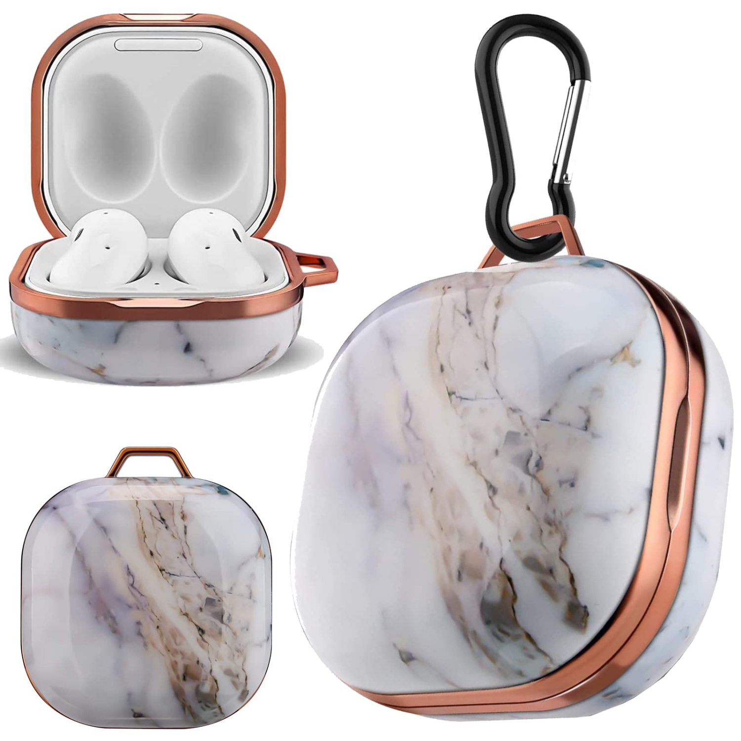 Samsung Galaxy Buds 2 Case, Galaxy Buds Live Case, Galaxy Buds Pro Case, Galaxy Buds 2 Pro Case, Hard PC Anti-Drop Shockproof Full Body Protection Cover with Keychain for Galaxy Bu