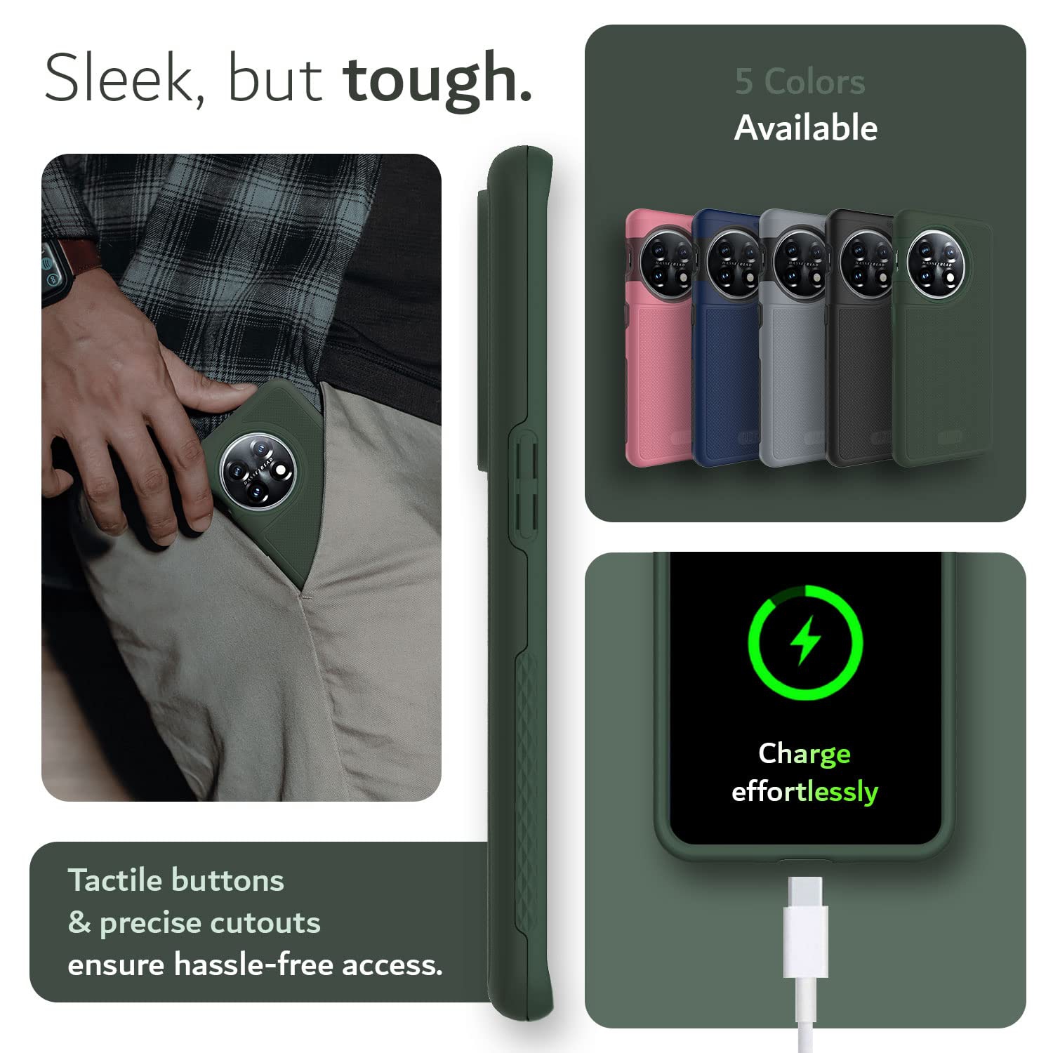 DualShield Grip Designed for OnePlus 11 Case 5G, MergeGrip Dual Layer Shockproof Slim Military Grade Non-Slip Tough Heavy Duty Protective Phone Case