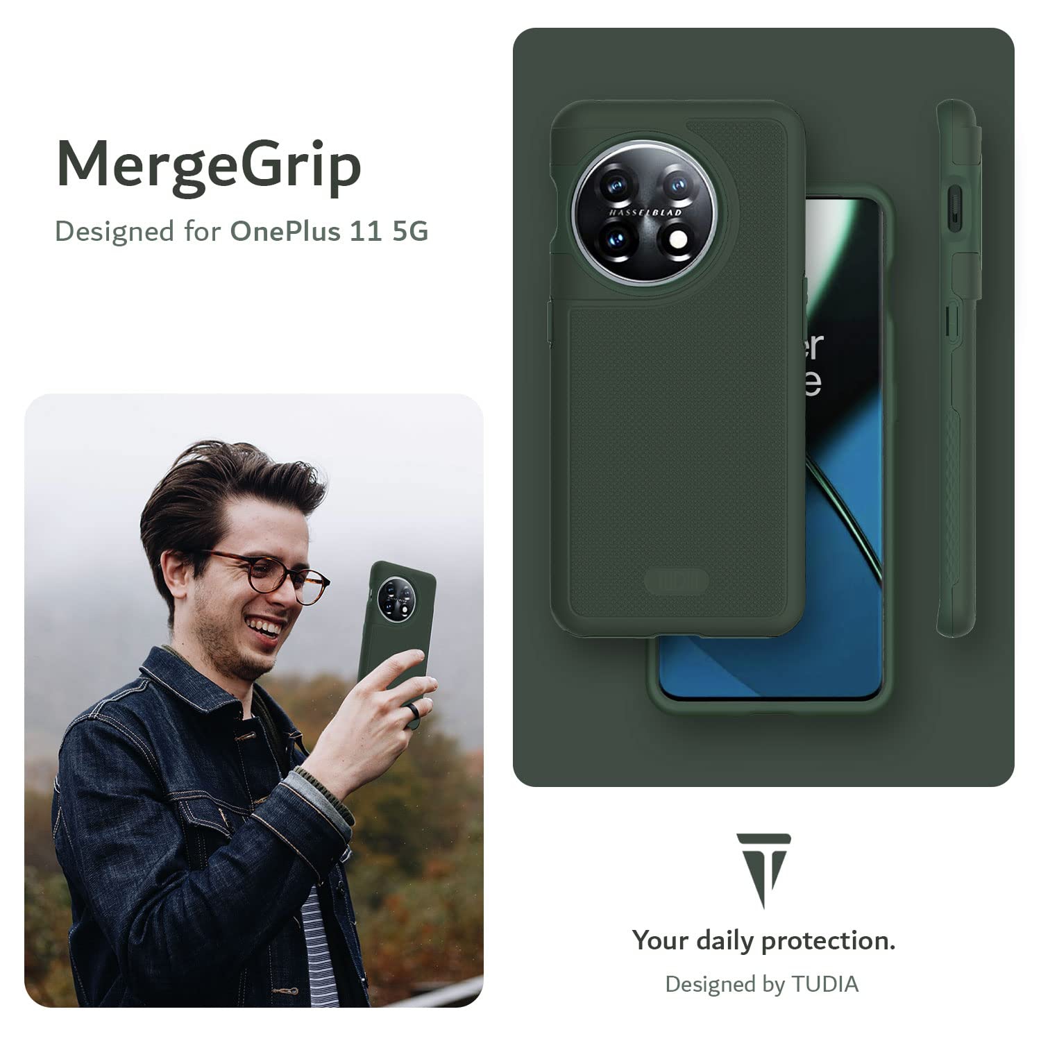DualShield Grip Designed for OnePlus 11 Case 5G, MergeGrip Dual Layer Shockproof Slim Military Grade Non-Slip Tough Heavy Duty Protective Phone Case