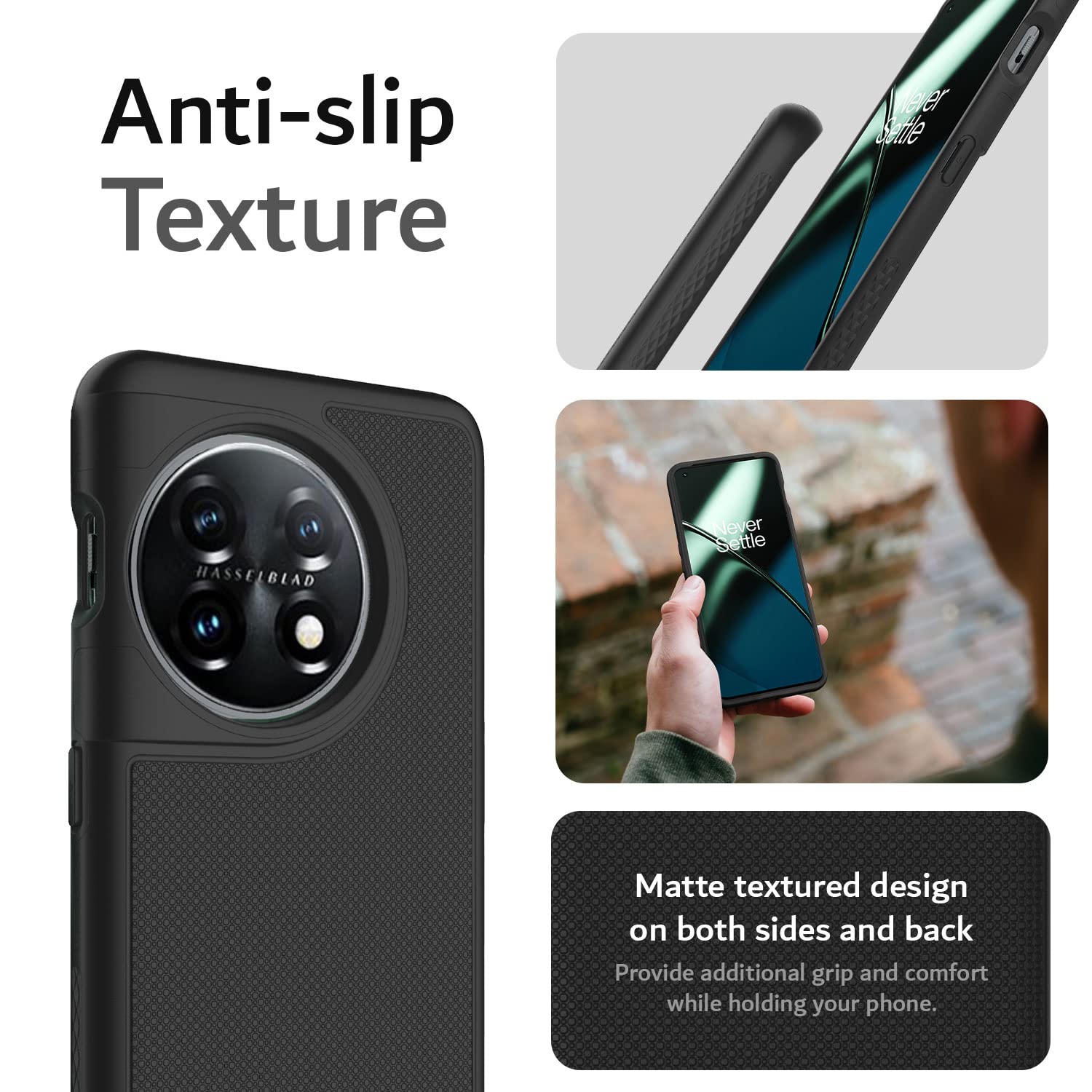 DualShield Grip Designed for OnePlus 11 Case 5G, MergeGrip Dual Layer Shockproof Slim Military Grade Non-Slip Tough Heavy Duty Protective Phone Case