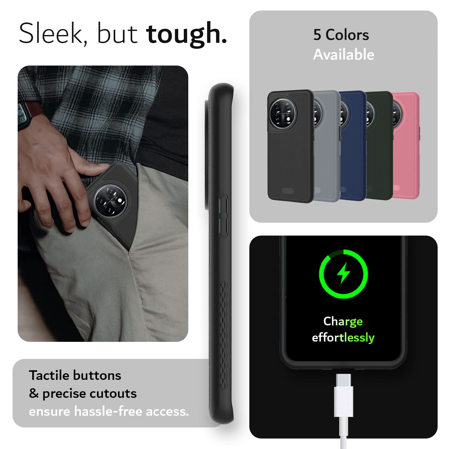 DualShield Grip Designed for OnePlus 11 Case 5G, MergeGrip Dual Layer Shockproof Slim Military Grade Non-Slip Tough Heavy Duty Protective Phone Case