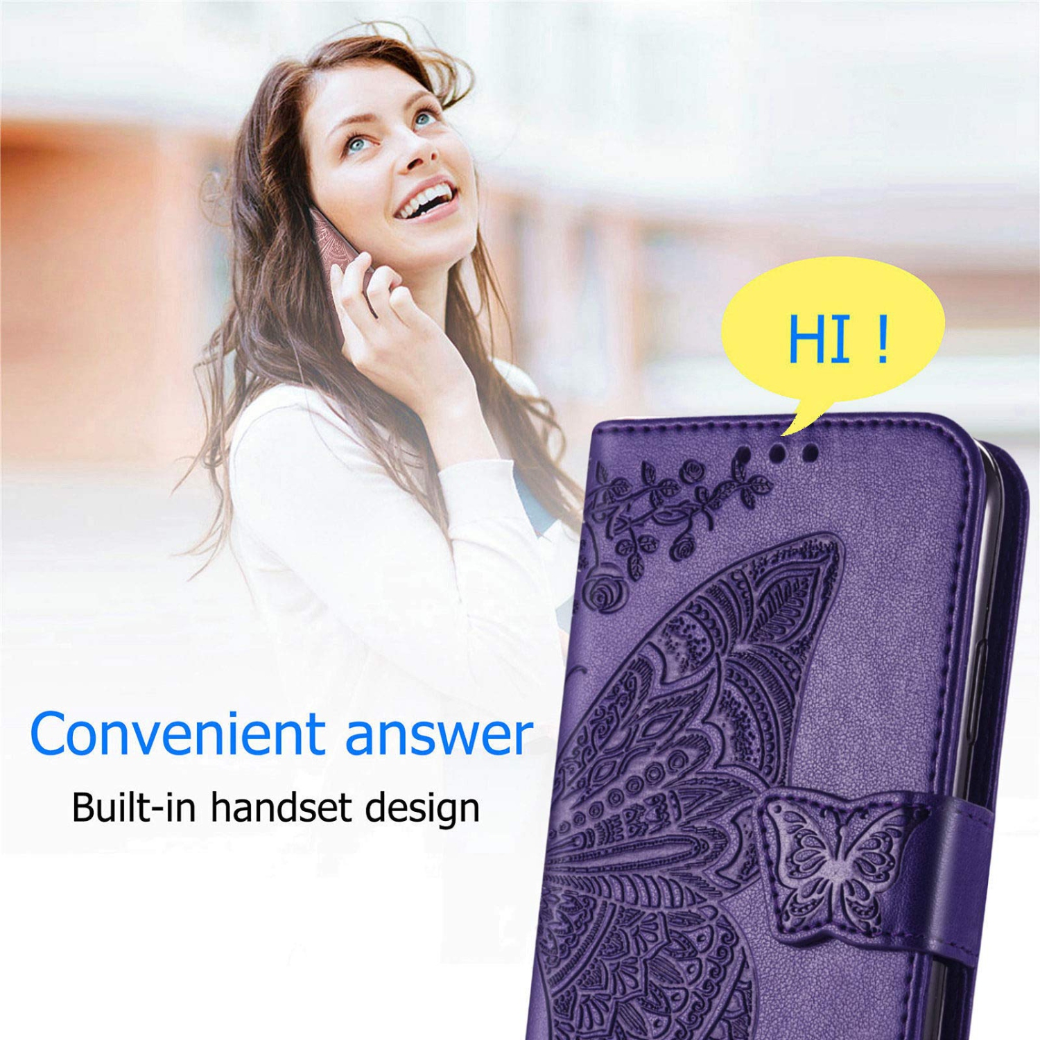 Wallet Case for OnePlus 11 5G,PU Leather Wallet Flip Protective Phone Case Wrist Strap Card Slots Holder Pocket Emboss Butterfly Flower Stand Case