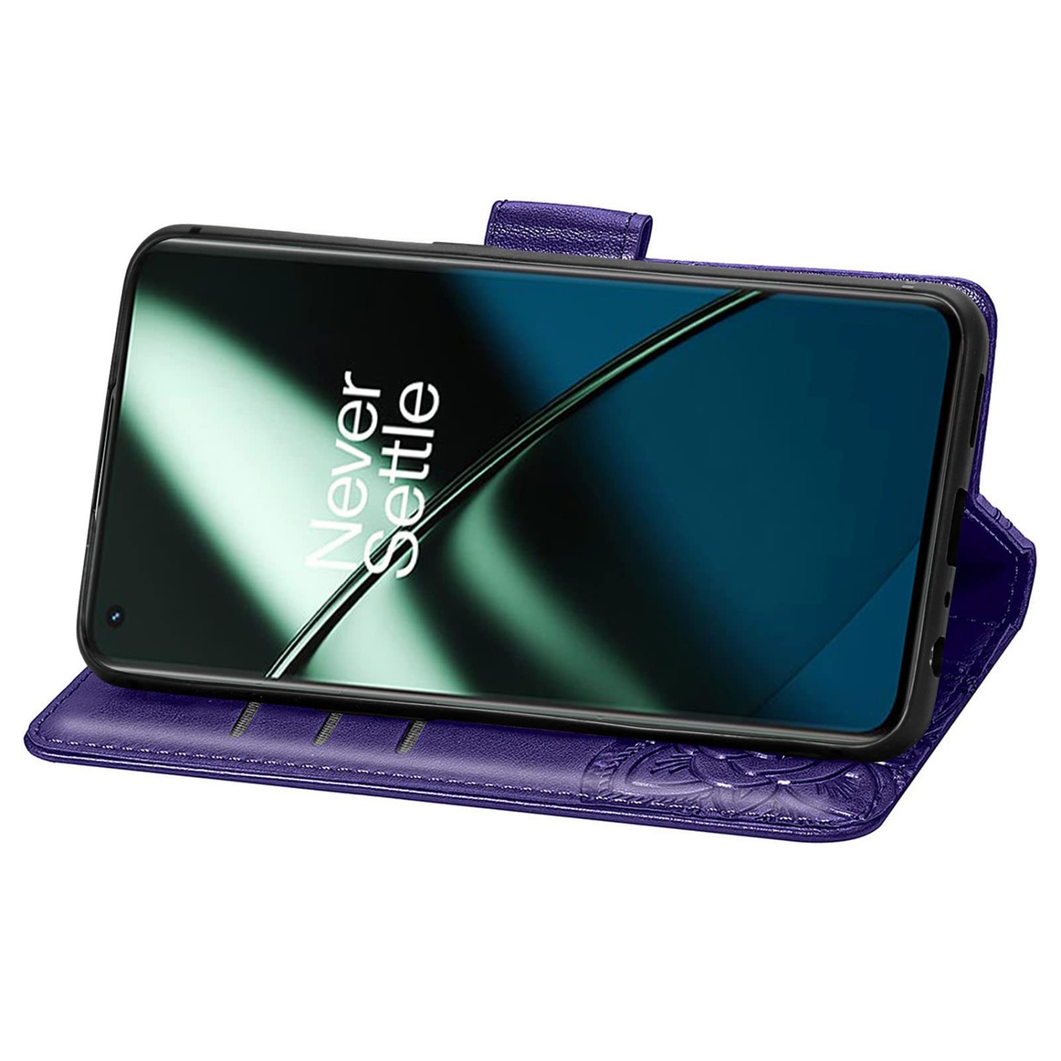 Wallet Case for OnePlus 11 5G,PU Leather Wallet Flip Protective Phone Case Wrist Strap Card Slots Holder Pocket Emboss Butterfly Flower Stand Case