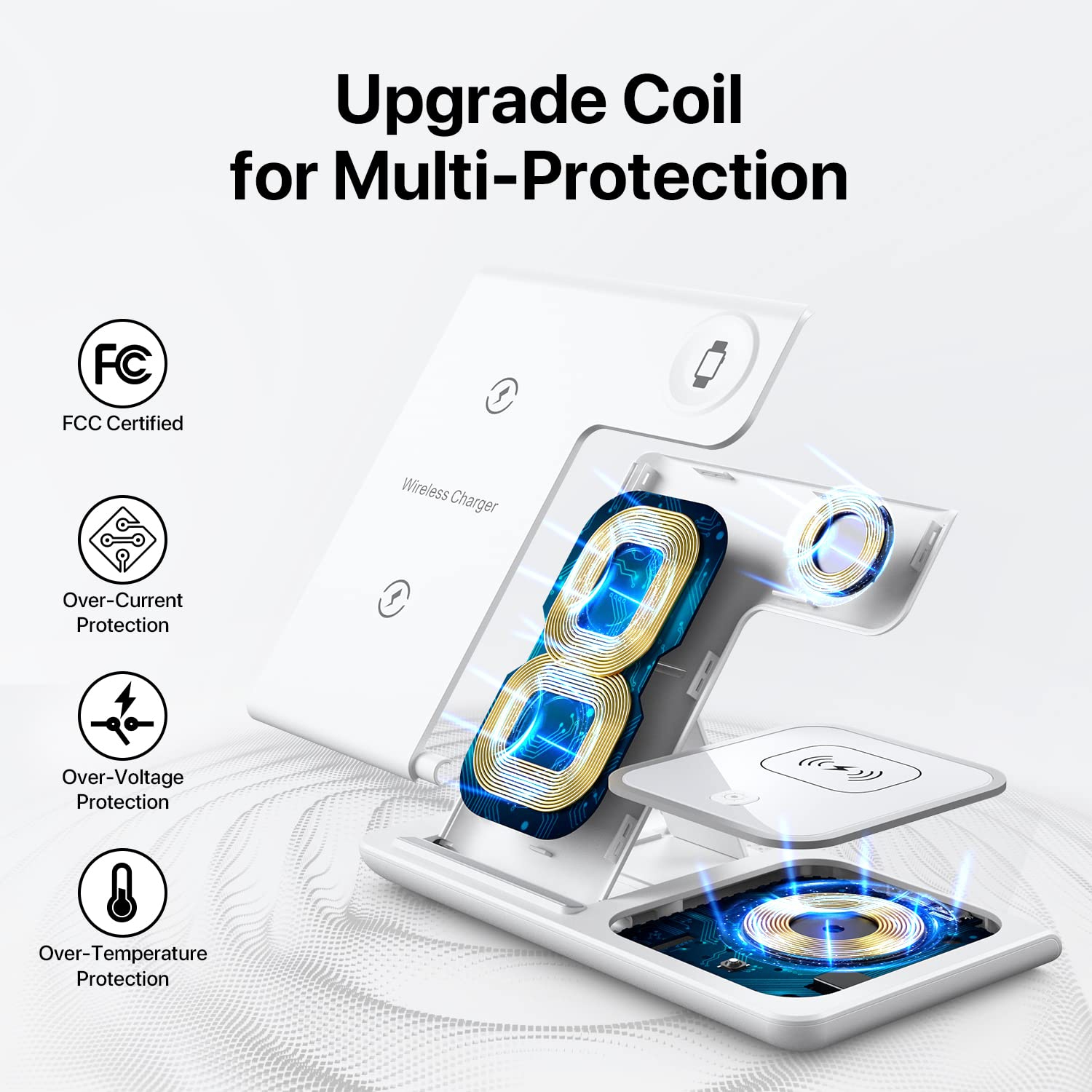 Chargeur/support sans fil rapide 3-en-1 de HLD pour iPhone 14/13/12/11/Pro/X/Max/XS/XR/8/plus, Apple Watch 7/6/5/4/3/2/se, AirPods 3/2