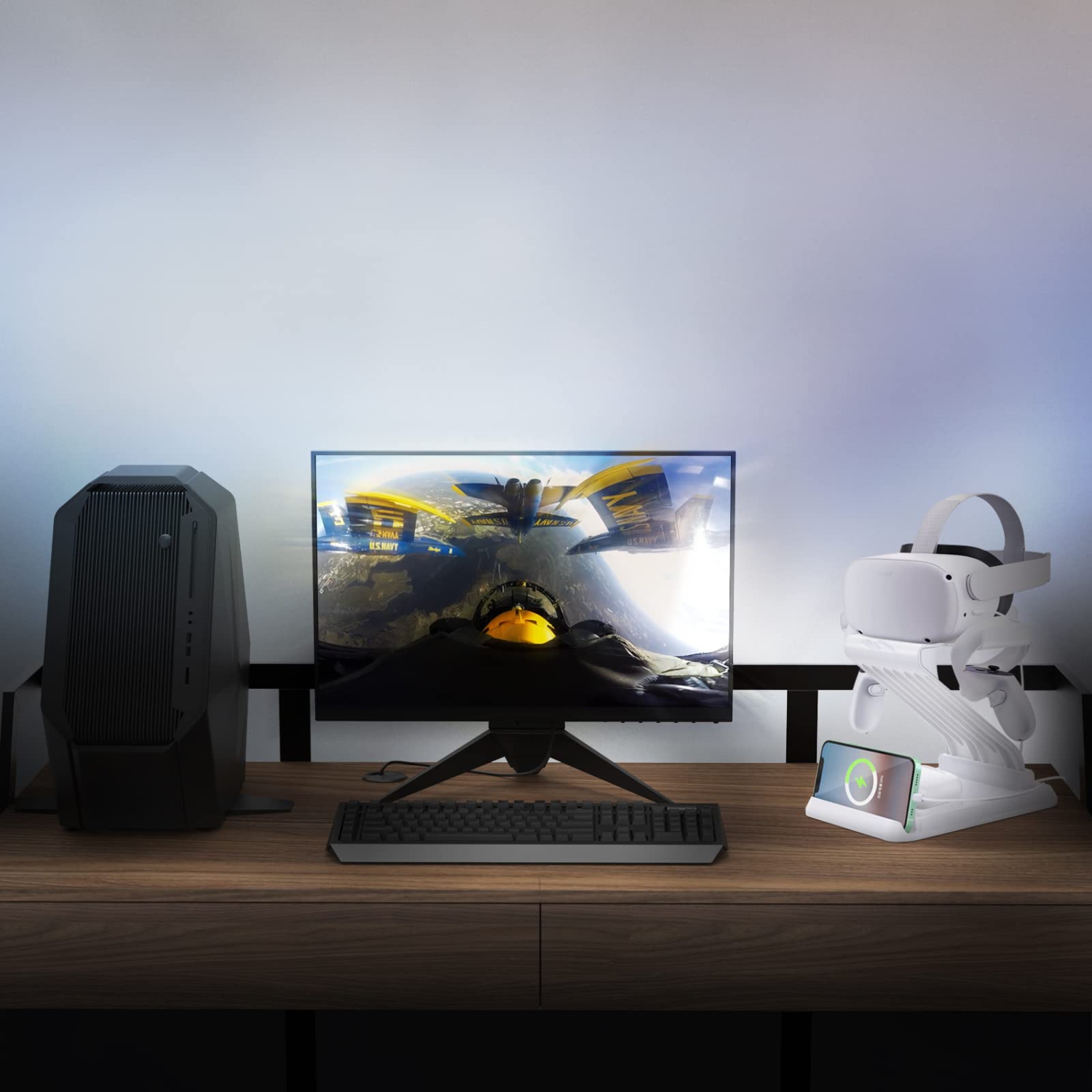 NIUVR 3in1 Enhanced Charging Dock VR Accessories Station Compatible with Meta/Oculus Quest 2 Quest 1 Rift S HTC Vive Cosmos Valve Index etc. Supports