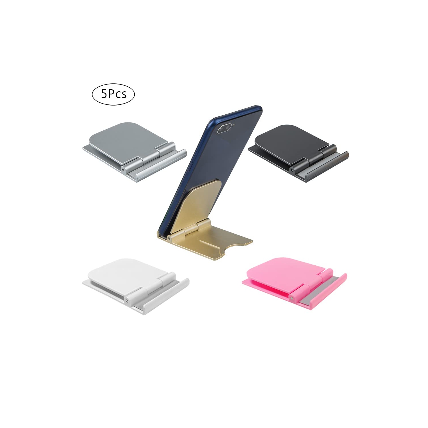 5 Pcs Foldable Cell Phone Stands, Portable Phone Holder Universal Cellphone Desktop Cradle for Tablets, Reader, Mini iPad, Smartphone