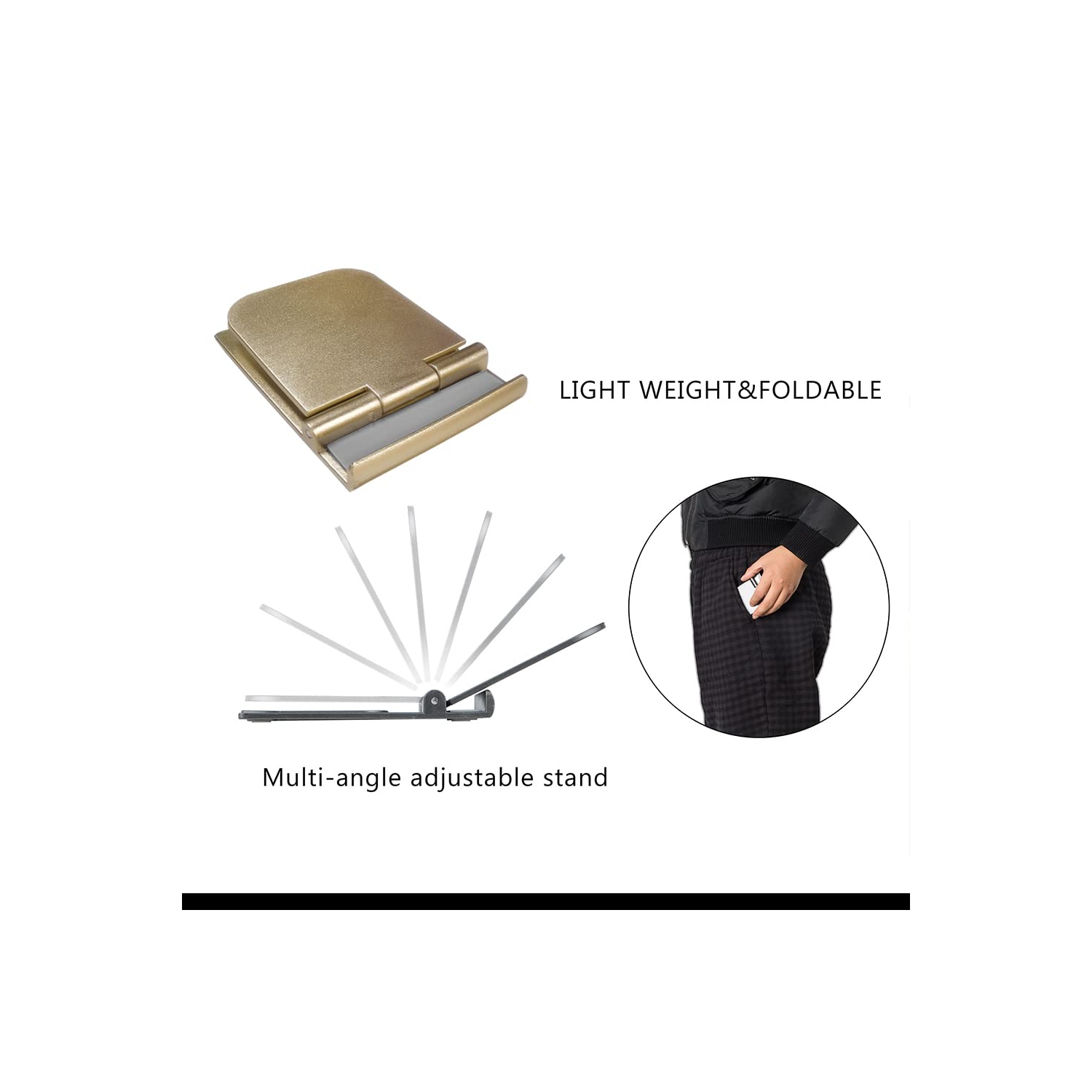 5 Pcs Foldable Cell Phone Stands, Portable Phone Holder Universal Cellphone Desktop Cradle for Tablets, Reader, Mini iPad, Smartphone