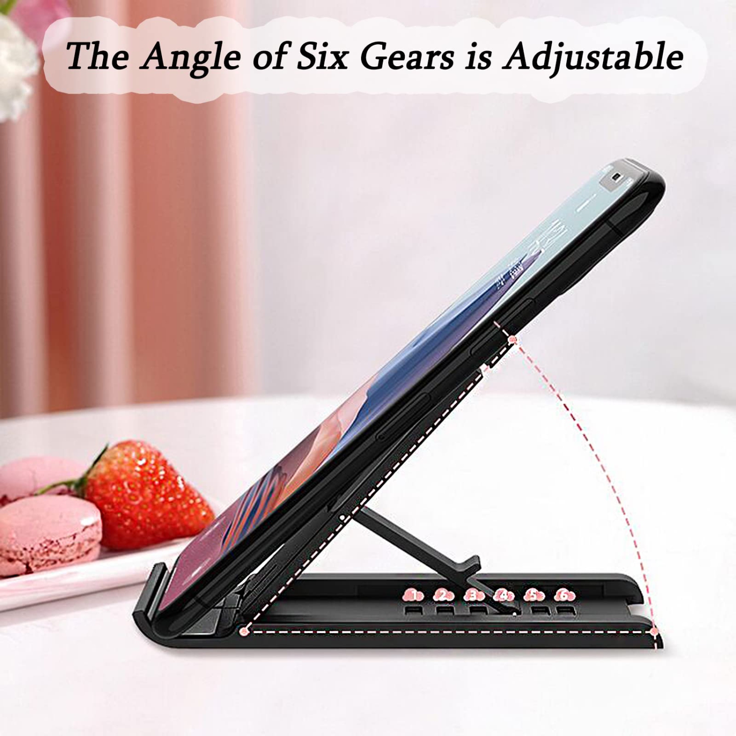 Cell Phone Stand, Desk Phone Holder with Anti-Slip Base, Compatible with for iPhone 13/12/11/Xs/Xr/X Series, iPad, Samsung, Google and Other 4-12