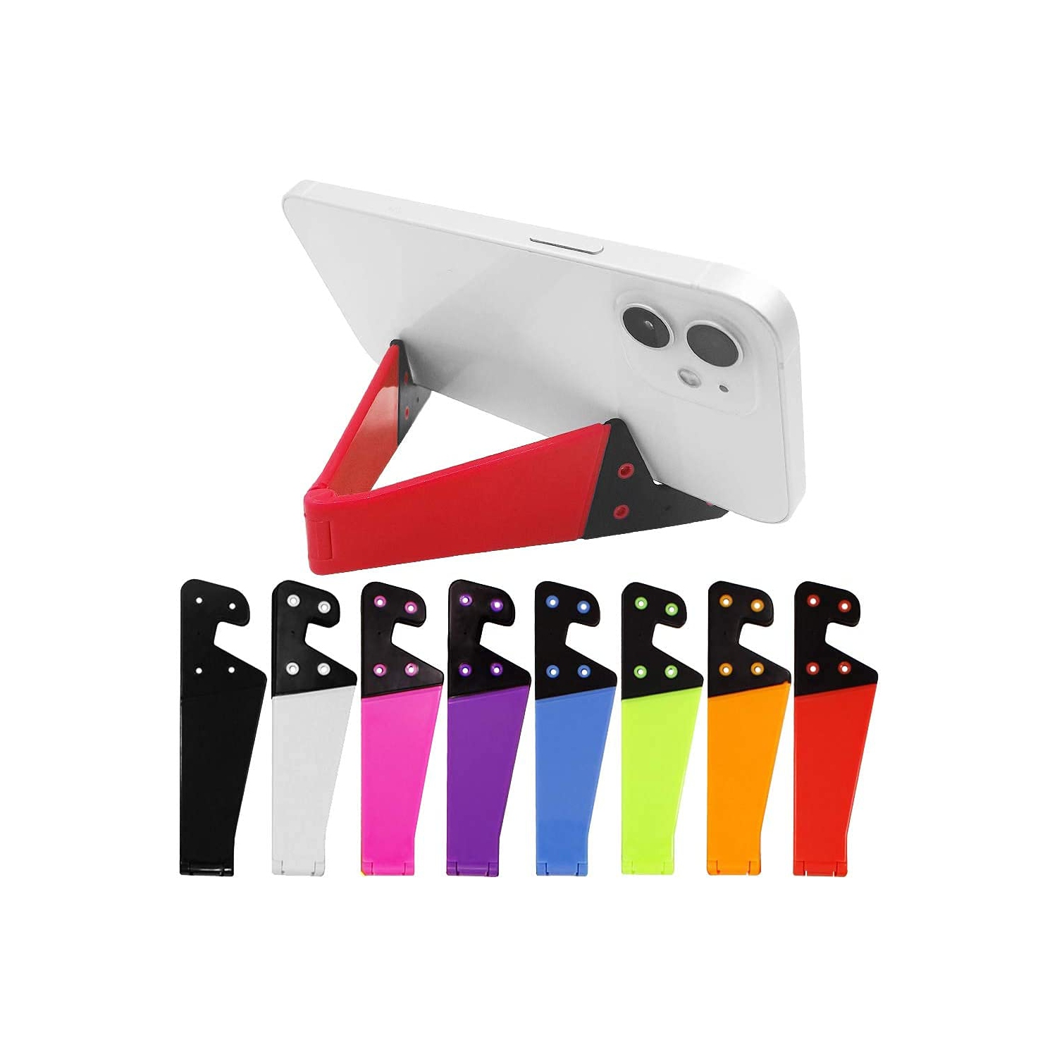 Support de téléphone mobile pliable universel de poche 8 pièces, support de bureau compatible avec les iPad, les tablettes, les lecteurs