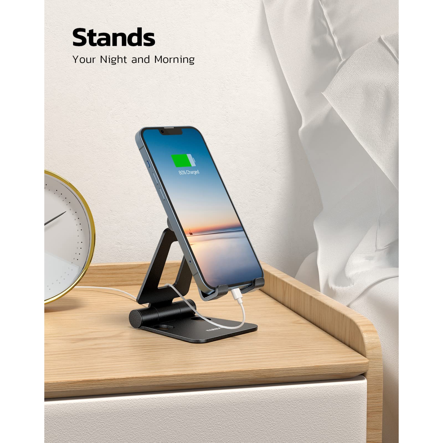 Adjustable Foldable Phone Stand Dock Cradle for iPhone 16 Pro Max 15 14 13 12 11 Xs Xr X 8 7 SE, iPad Mini, Galaxy S25 S24 S23 S22, Tablets 7-10",