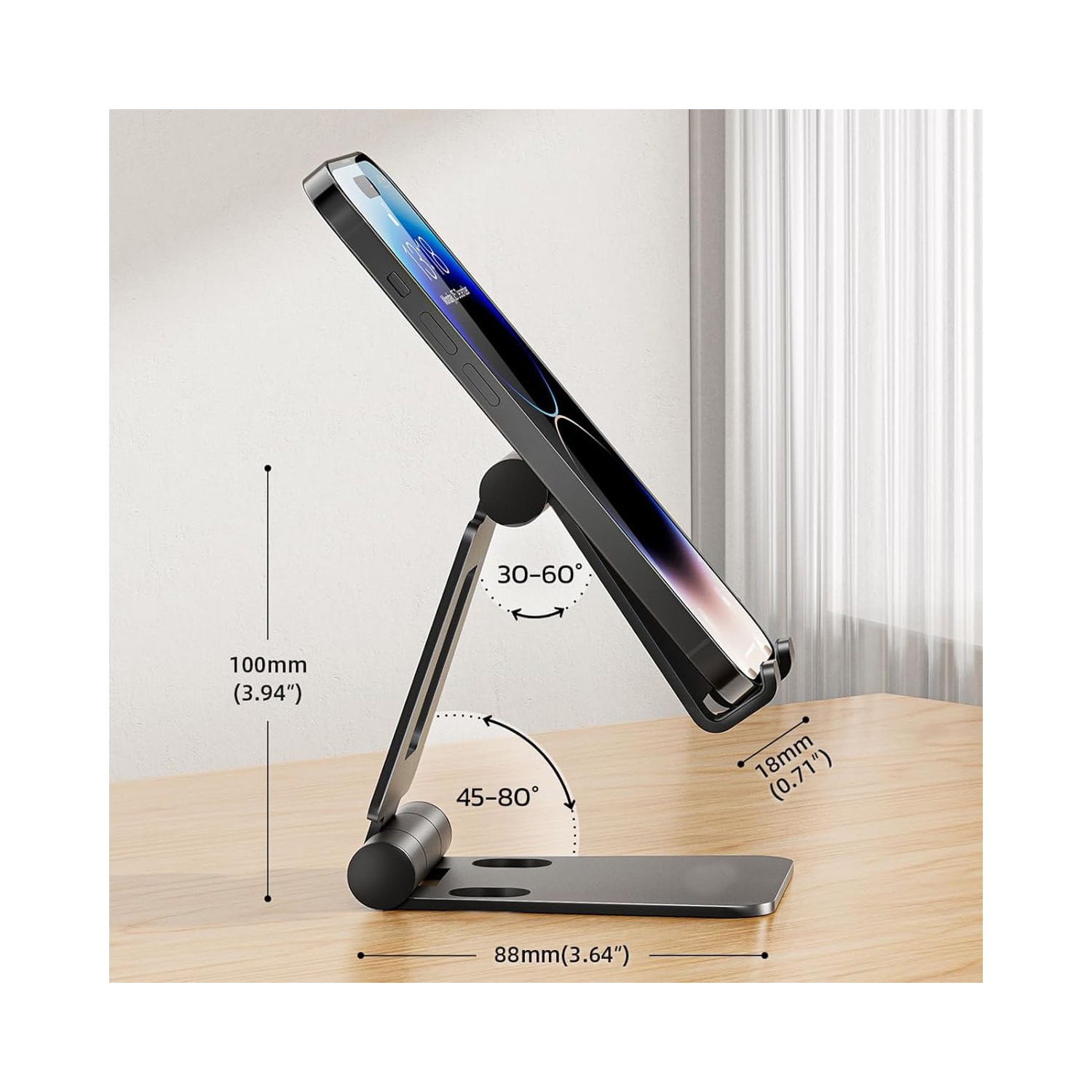 Adjustable Foldable Phone Stand Dock Cradle for iPhone 16 Pro Max 15 14 13 12 11 Xs Xr X 8 7 SE, iPad Mini, Galaxy S25 S24 S23 S22, Tablets 7-10",