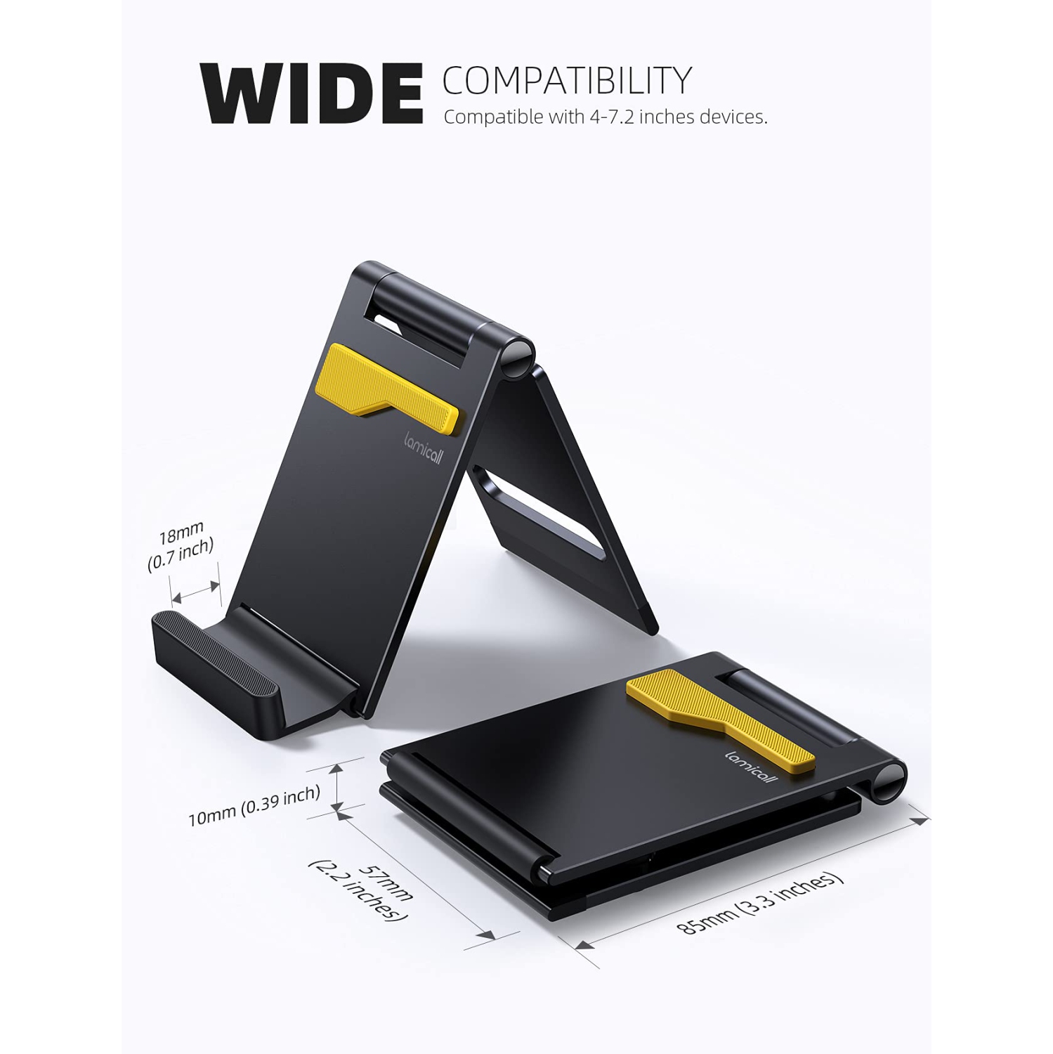 Portable Cell Phone Stand - Aluminum Foldable Phone Stand for Desk, Small Pocket Travel Design, Adjustable Mobile Holder Compatible with iPhone 14 13
