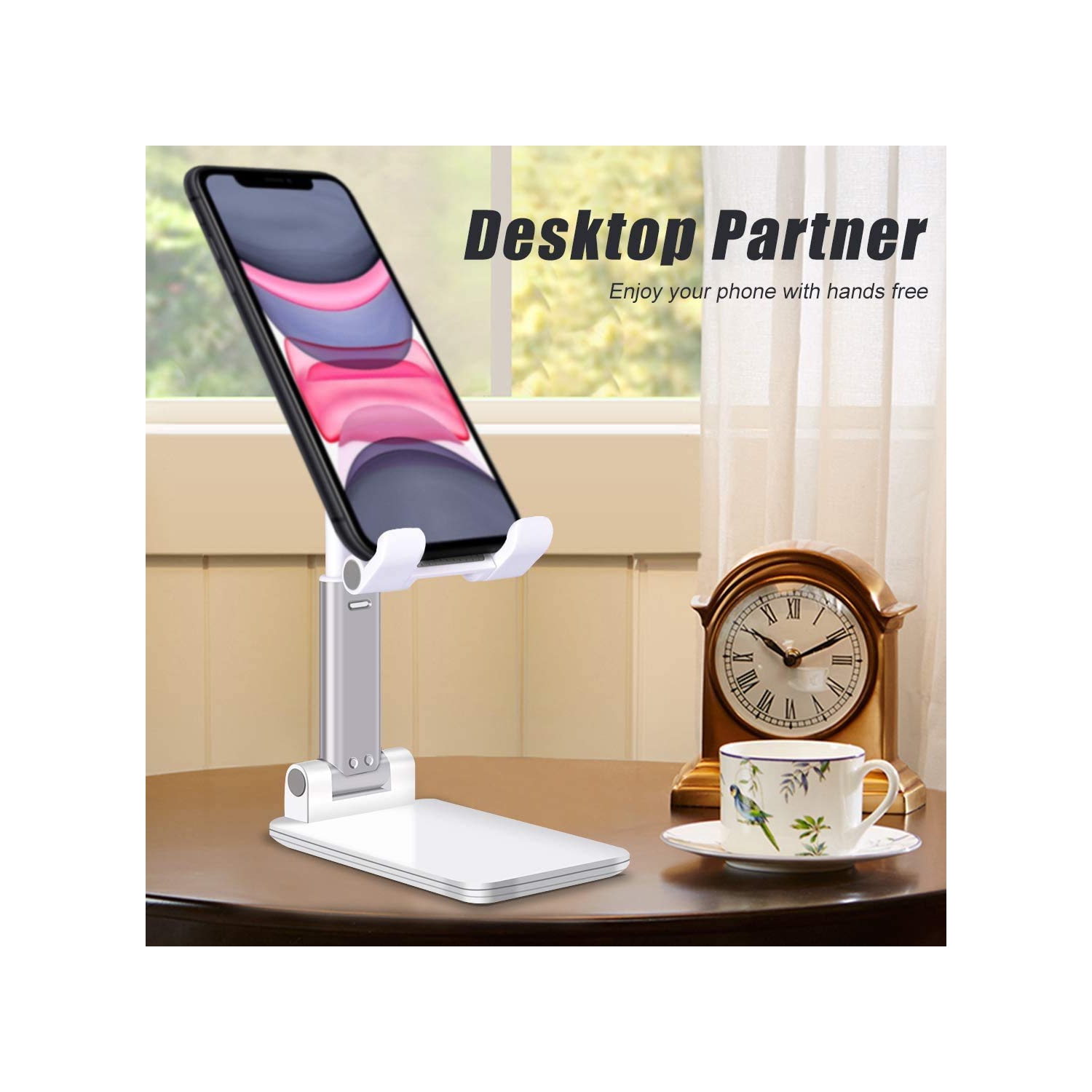 Cell Phone Stand, Adjustable Cellphone Stand, Foldable Desktop Stand, Phone Holder Compatible with iPhone 14/13/12 mini pro max 11 XS Max XR Plus,