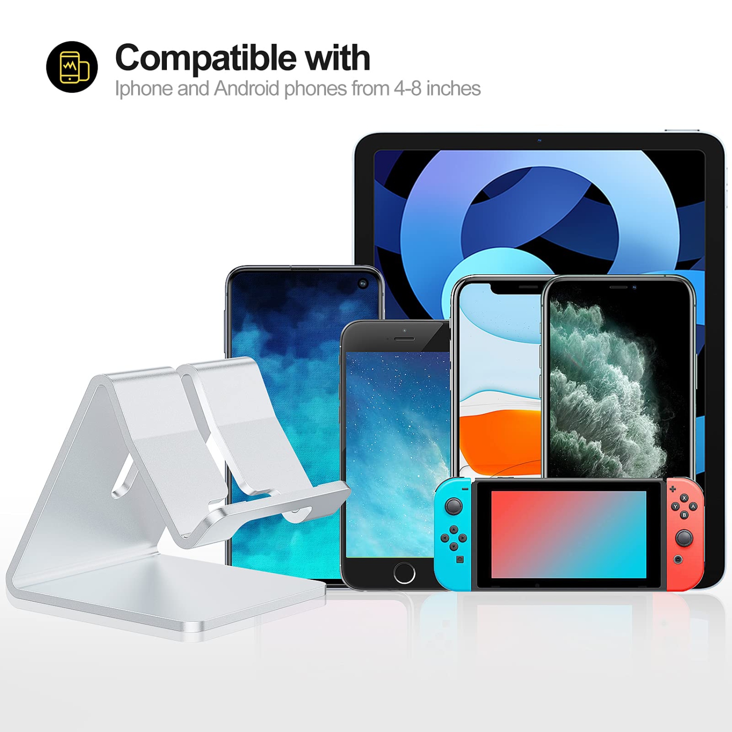 Support de téléphone de bureau compatible avec Switch, tous les téléphones intelligents Android, pour iPhone 14,13, iPhone 12, 12 Pro iPhone 11 Pro