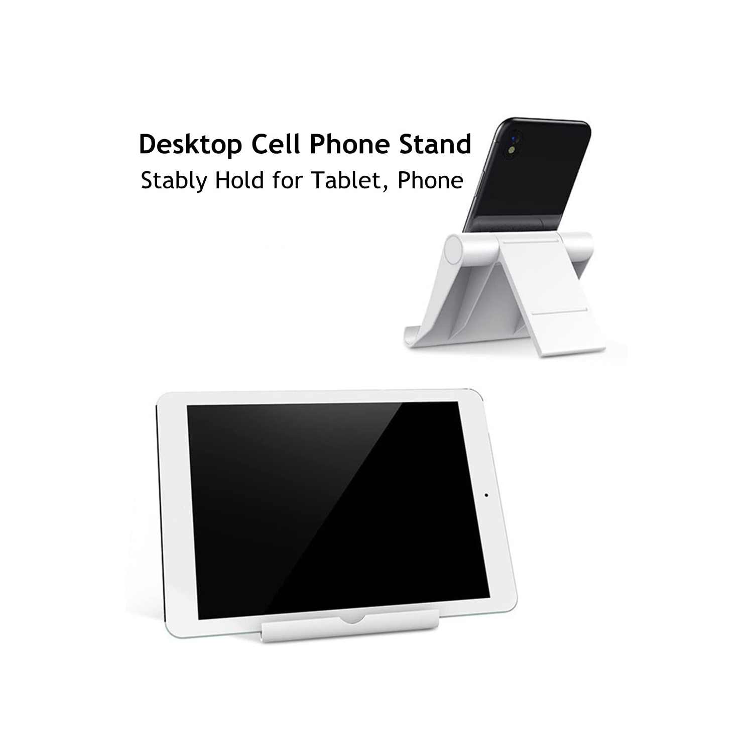 Cell Phone Stand for Desk, Foldable Cell Phone Holder Mobile Stand Phone Dock, Multi-Angle Universal Adjustable Tablet Stand Holder Compatible with