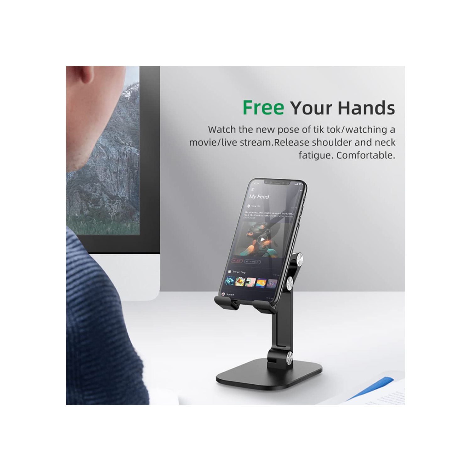 1Pc Snesh Universal Multiangle sturdy Desktop Holder, Phone holder Adjustable CellPhone holder mini tablet stand holder for Desk Compatible with