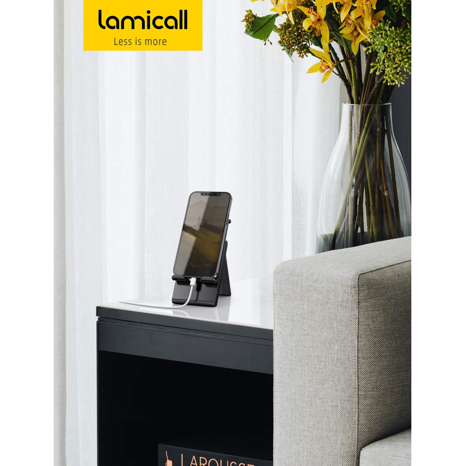 Adjustable Cell Phone Stand - Foldable Portable Holder Cradle for Desk, Desktop Charging Dock Compatible with Phone 12 Mini 11 Pro XS Max XR X 8 7 6S