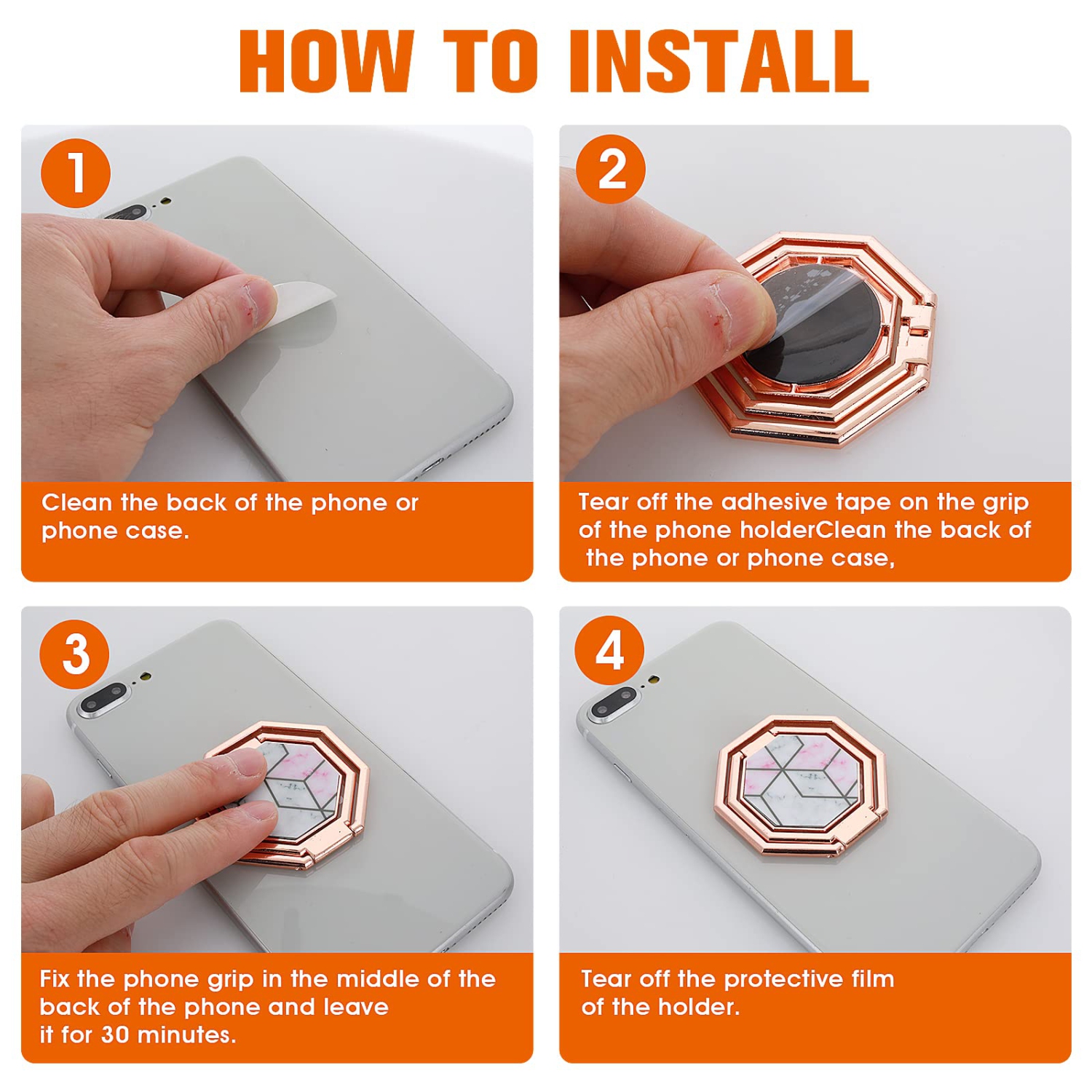 Support à anneau pour téléphone cellulaire, support de téléphone cellulaire pliable pivotant sur 360° pour bureau, support magnétique pour l’auto,