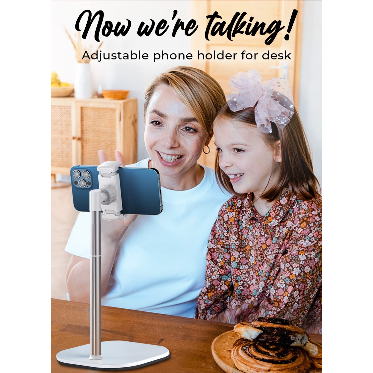 Height Adjustable Cell Phone Stand for Desk | Cell Phone Holder Stand for Office Home, Desk Phone Stand for Recording, iPhone Stand for Desk