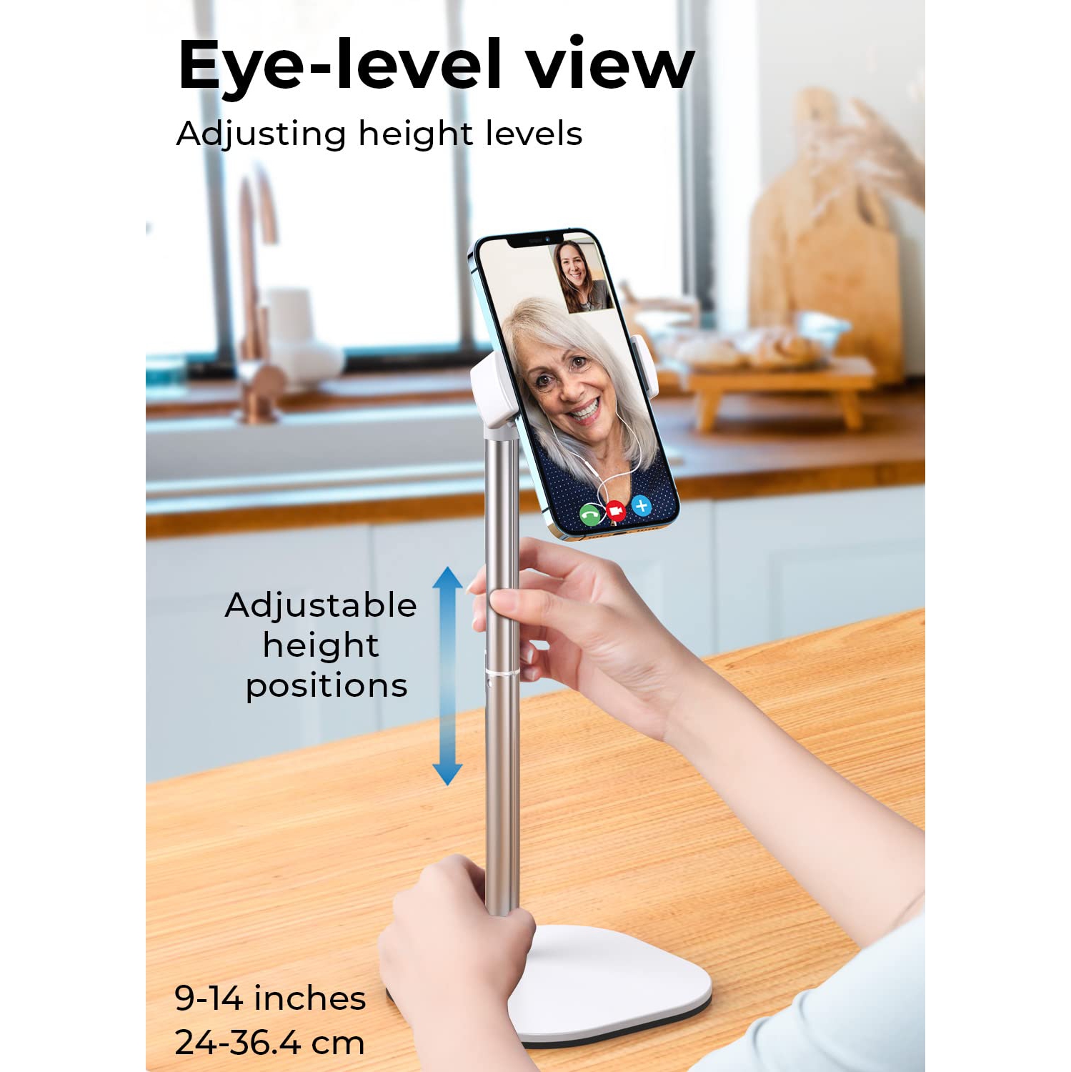 Height Adjustable Cell Phone Stand for Desk | Cell Phone Holder Stand for Office Home, Desk Phone Stand for Recording, iPhone Stand for Desk