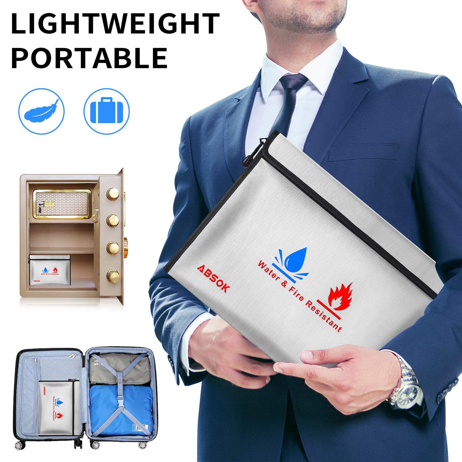 Fireproof Document BagFireproof Money Safe Document Bag 15 x11 & 9x7 Inches Set Non-Itchy Silicone Coated Fire Resistant Bag Fireproof Safe Storage