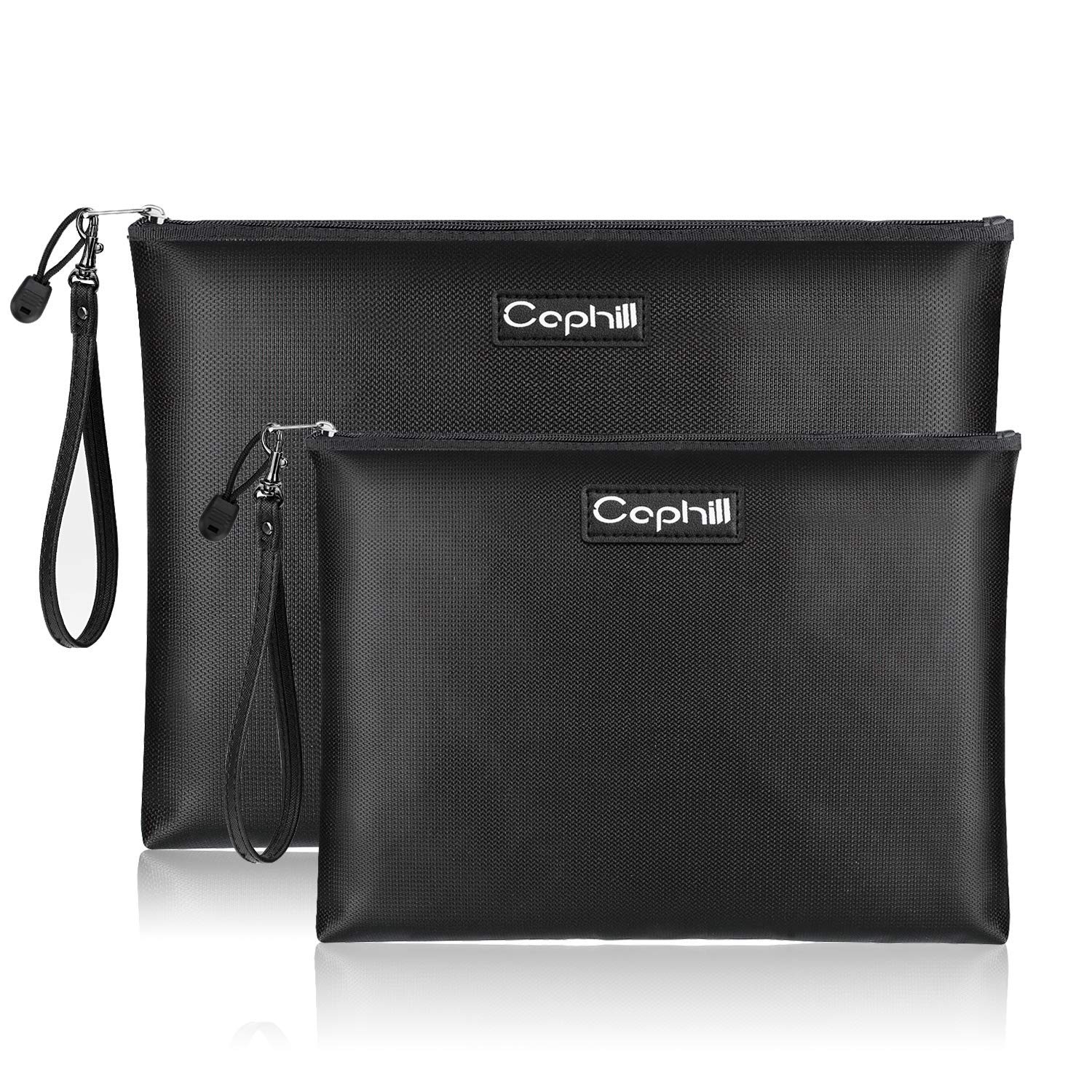 Fireproof Document Bags, Waterproof and Fireproof Money Bag with Zipper, Storage Pouch for Documents with Strap, Portable 2 Sizes, Money Safe Bags,