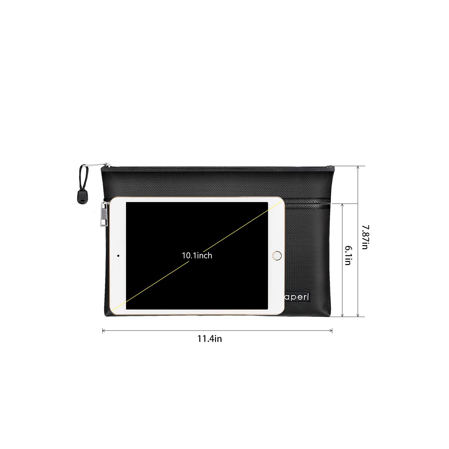 BALAPERI Fireproof Document Bag Two Pockets Two Zippers,11.4”x 7.87” Waterproof and Fireproof Money Bag, Fireproof Safe Storage Pouch with Zipper for