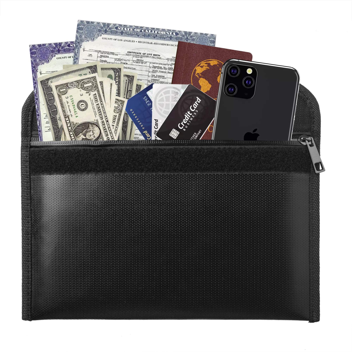 Sac à argent ignifuge – Sac-portefeuille ignifuge de 10,6x6,7 po, pochette de rangement étanche, petit sac de sécurité ignifuge pour argent comptant