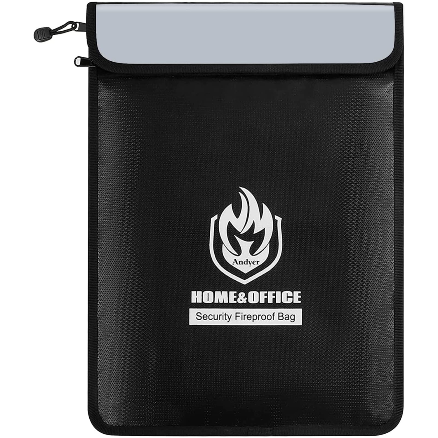 Upgraded Two Pockets Fireproof Document Bag, Andyer 15”x 11”Waterproof and Fireproof Money Bag with Zipper, Fire Safe Storage for