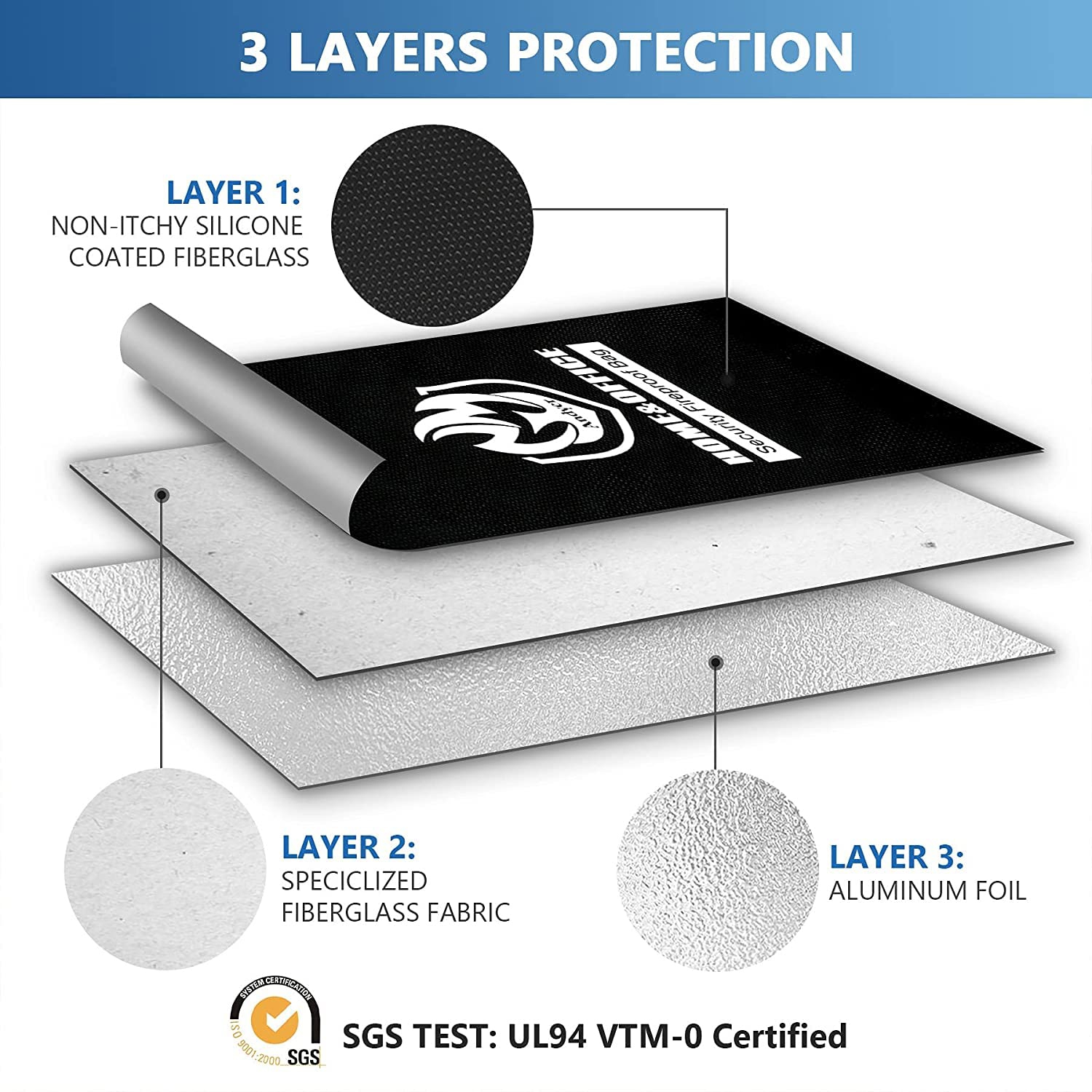 Upgraded Two Pockets Fireproof Document Bag, Andyer 15”x 11”Waterproof and Fireproof Money Bag with Zipper, Fire Safe Storage for