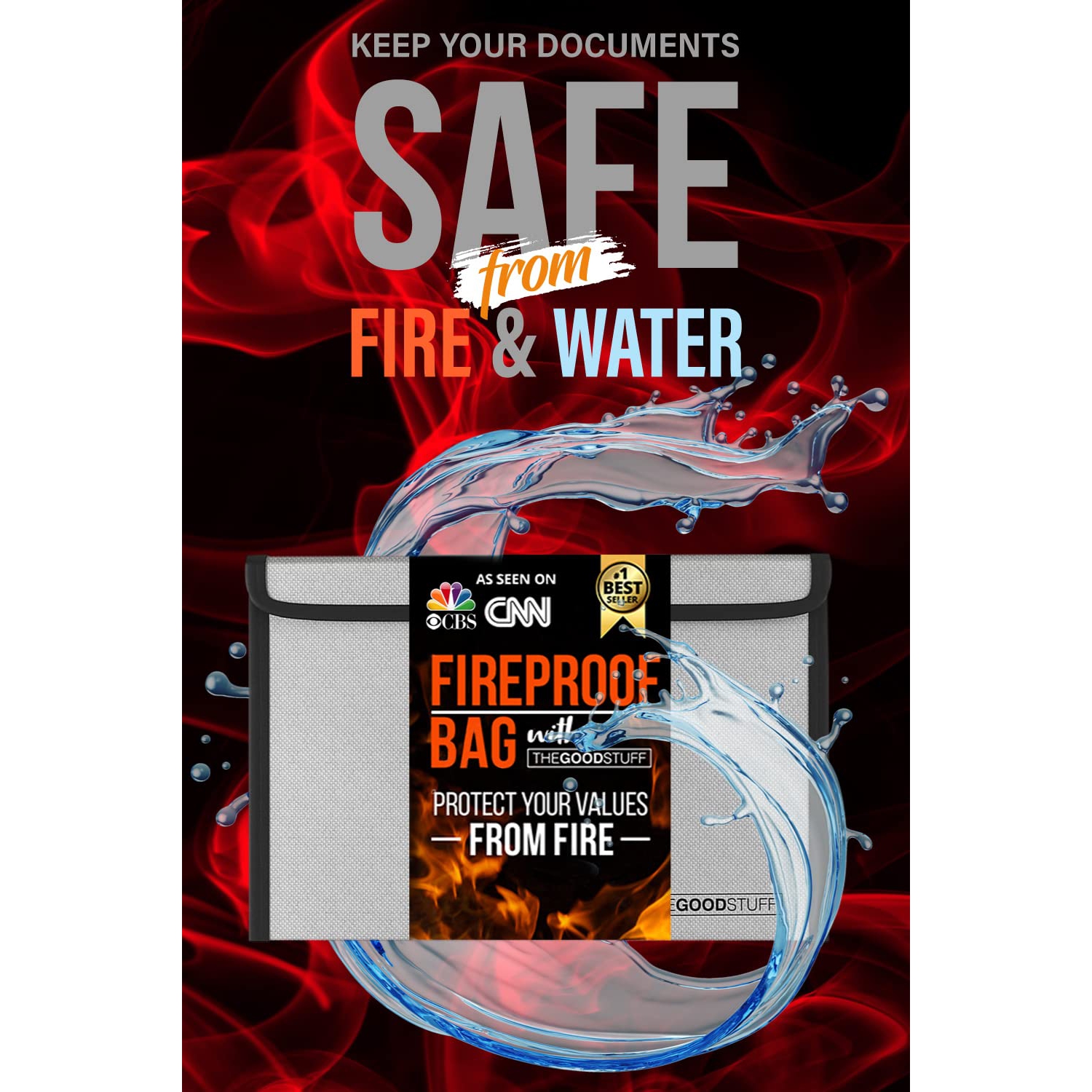 Fireproof Safe Bag for Documents 8"x5" Protect Money, Passports, Contracts, and Certificates