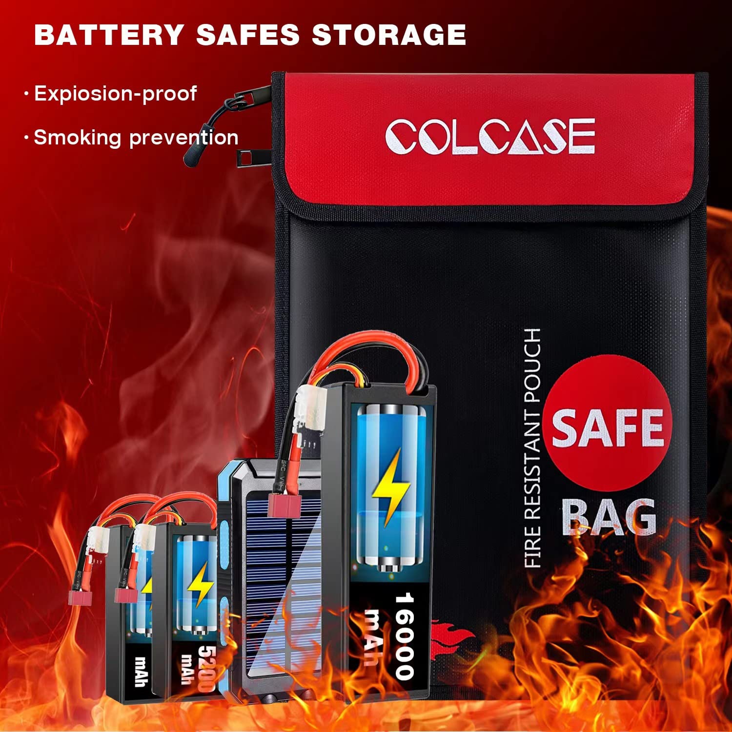 COLCASE Upgraded 2 Pockets Fireproof Document Bag15 x 11 Inches Silicone Coated Fireproof and Waterproof Money Bag Fireproof Safe Storage for Money,