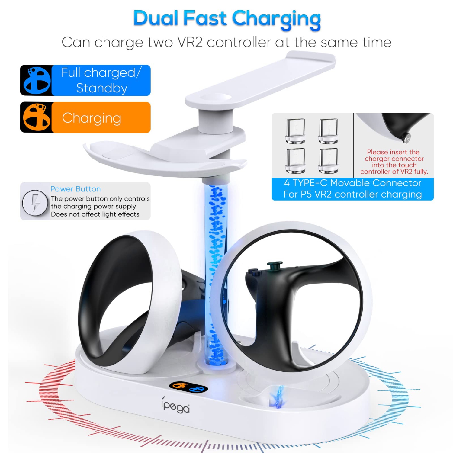 Charging Station for PS VR2 with RGB Light, GORIXER Vertical Charging Stand Dock Support for PlayStation VR2 Headset Display Accessories for PSFVR2