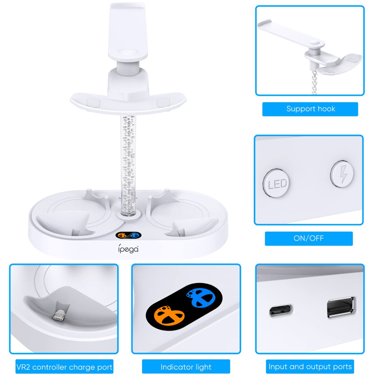 Charging Station for PS VR2 with RGB Light, GORIXER Vertical Charging Stand Dock Support for PlayStation VR2 Headset Display Accessories for PSFVR2