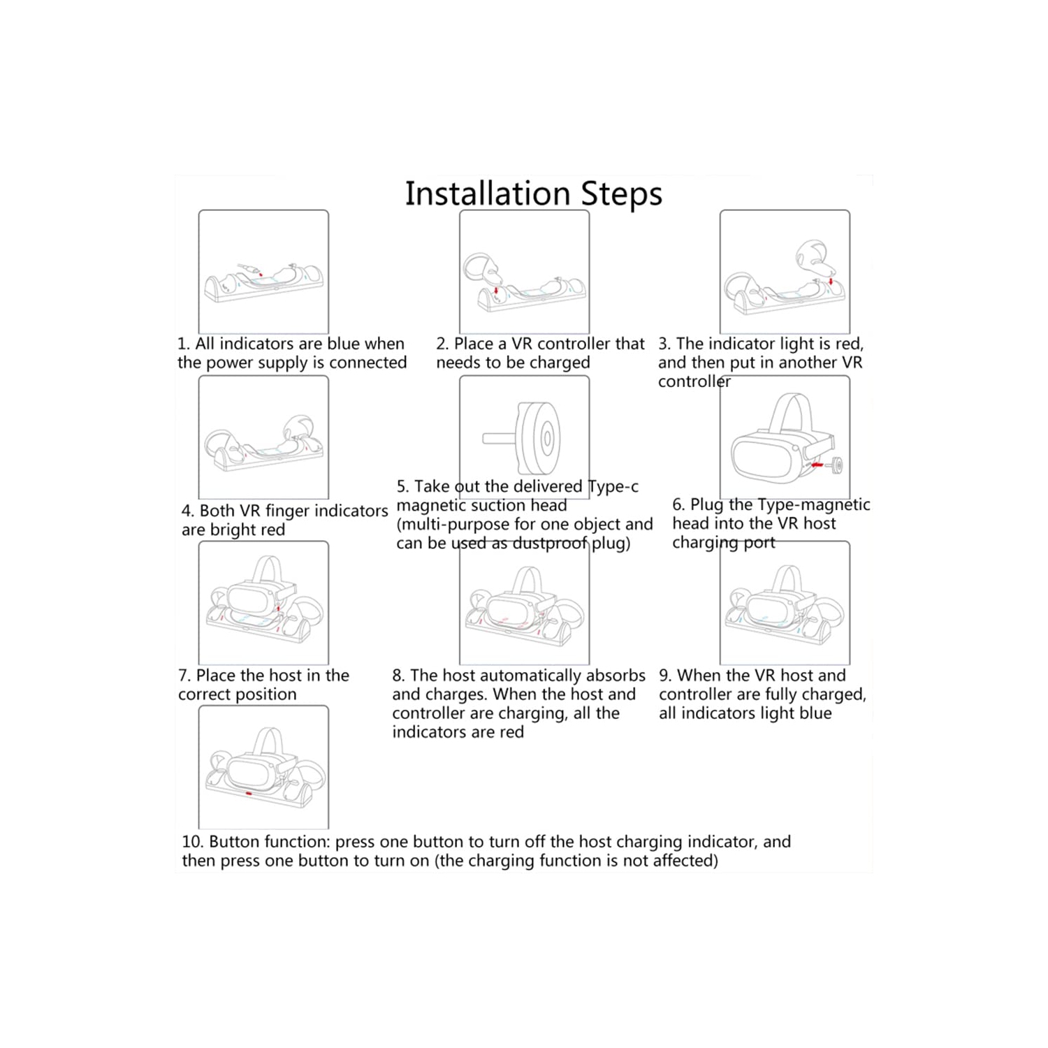 Charging Dock Compatible with Oculus Quest 2/Meta Quest 2, VR Magnetic Charge Headest and Controller Simultaneously with LED Indicator and 2