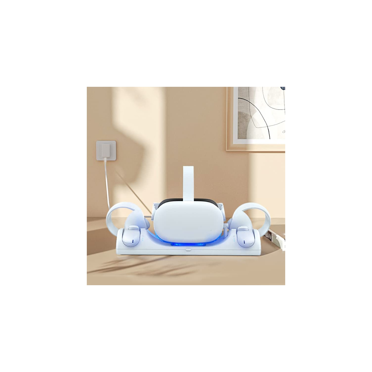 Charging Dock Compatible with Oculus Quest 2/Meta Quest 2, VR Magnetic Charge Headest and Controller Simultaneously with LED Indicator and 2