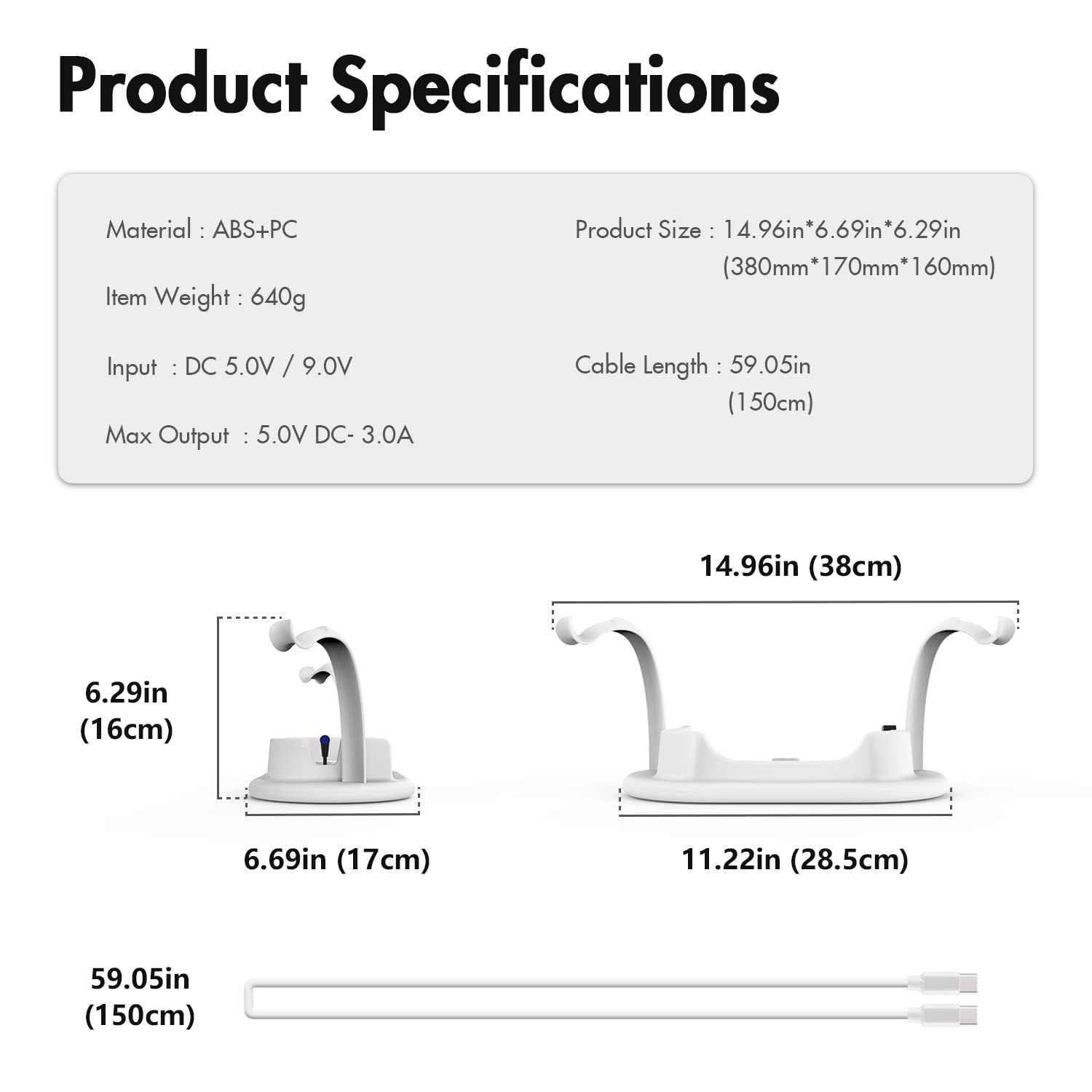AMVR Charging Dock for Meta Quest 2, Headset Display Stand and Touch Controllers Mount Station Holder, with USB-C Charging Cable