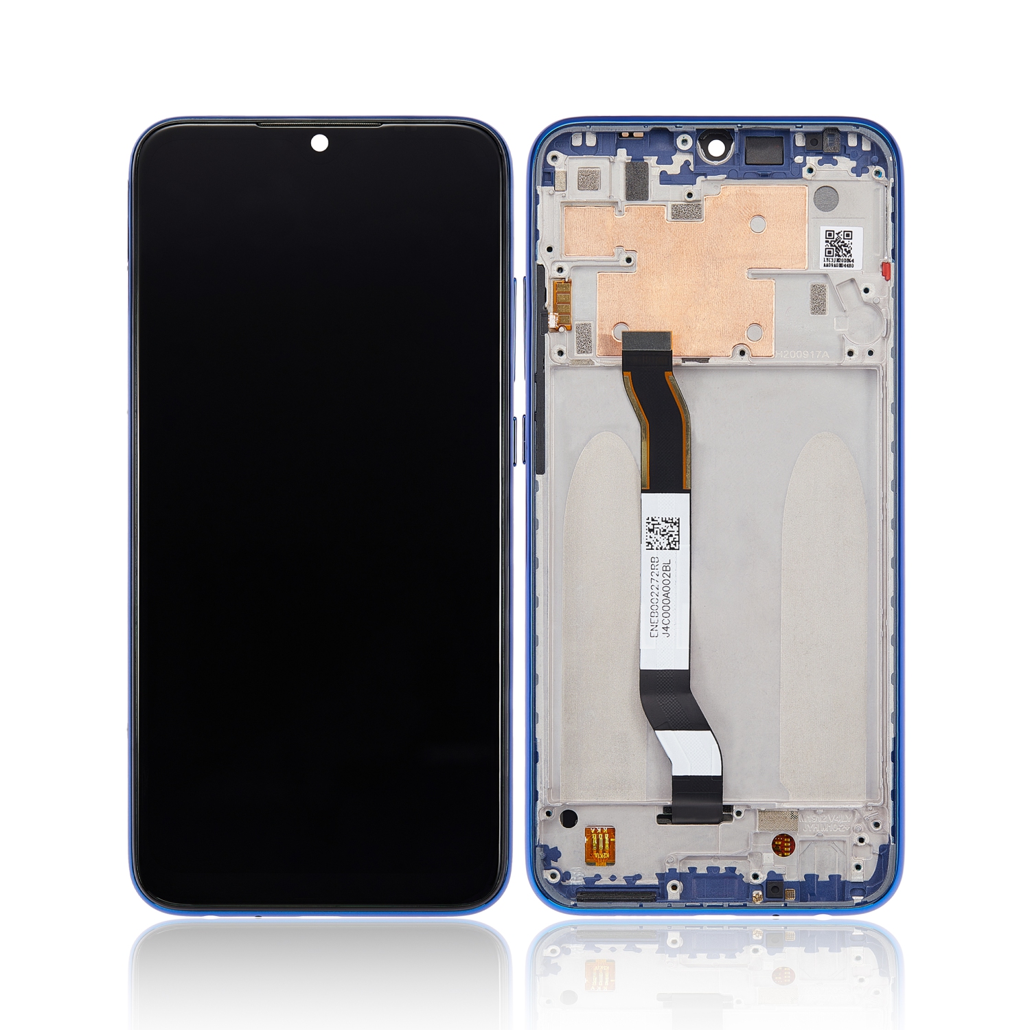 Remis à neuf - assemblage LCD de remplacement avec cadre compatible avec Xiaomi Redmi Note 8 (Bleu Neptune)