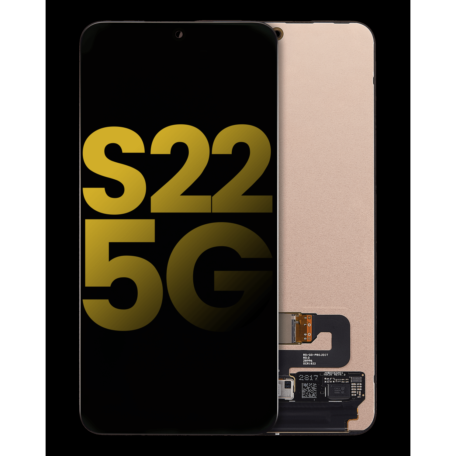 Remis à neuf – assemblage DELO de remplacement sans cadre compatible avec le Galaxy S22 5G de Samsung (toutes les couleurs)