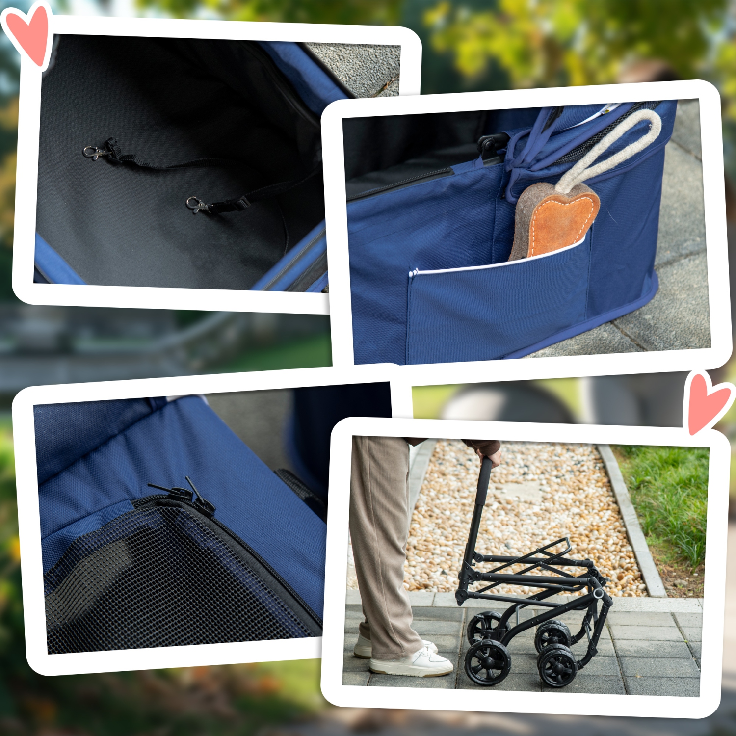 PawHut 3-in-1 Double Pet Stroller for Small Miniature Dogs Cats with Removable Carrier, Foldable Travel Carrier Bag, Car Seat, Blue