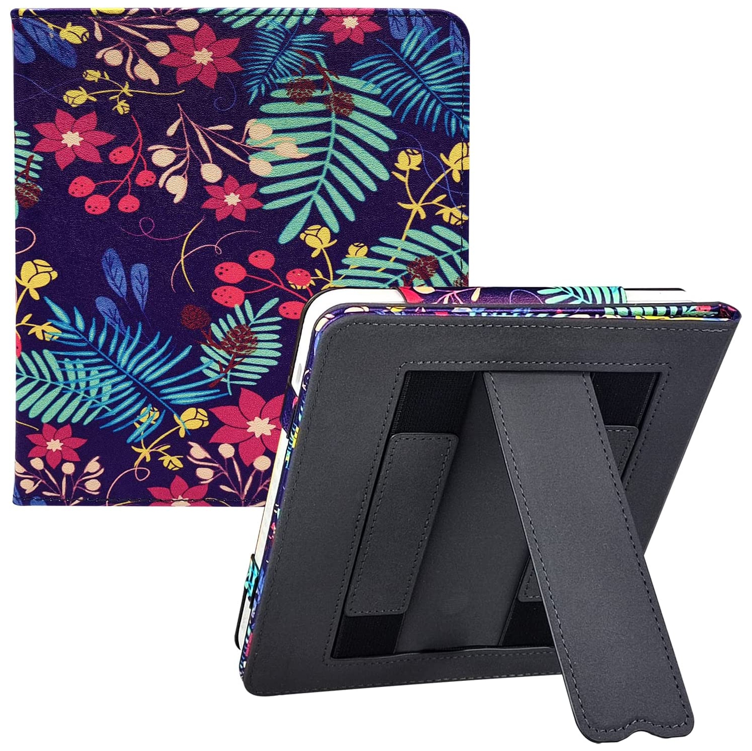 G Étui Libra 2 de Kobo pour Libra de 7 po de Kobo avec veille automatique / réveil / Dragonne double / Support (bouquet de fleurs)…