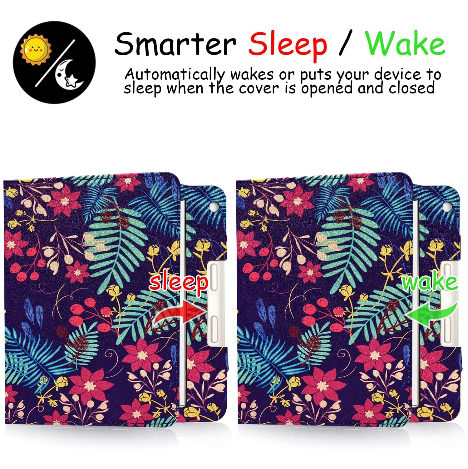 G Étui Libra 2 de Kobo pour Libra de 7 po de Kobo avec veille automatique / réveil / Dragonne double / Support (bouquet de fleurs)…