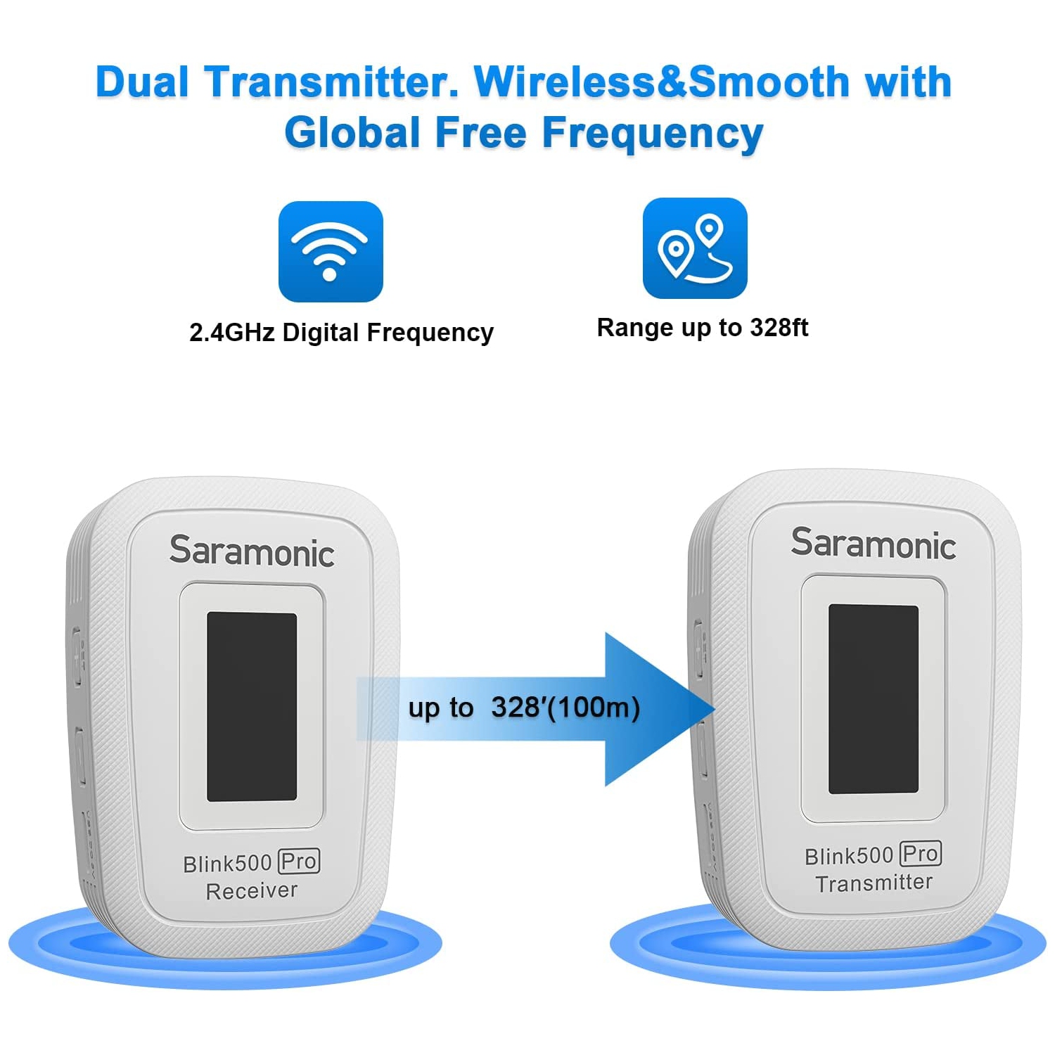 Open Box - Saramonic Microphones Blink500 Pro B1W, Wireless Lavalier Microphone with Charging Case