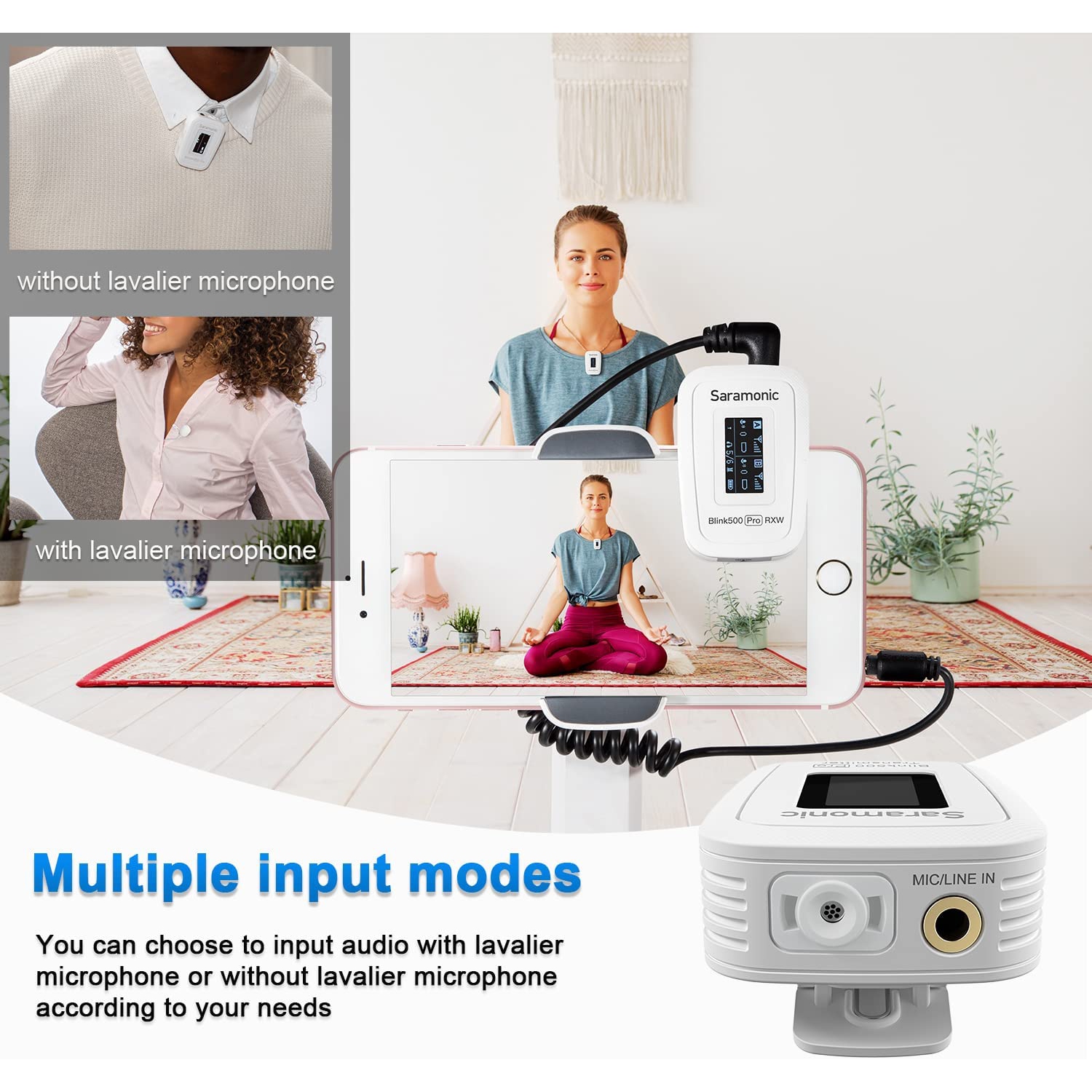 Open Box - Saramonic Microphones Blink500 Pro B1W, Wireless Lavalier Microphone with Charging Case