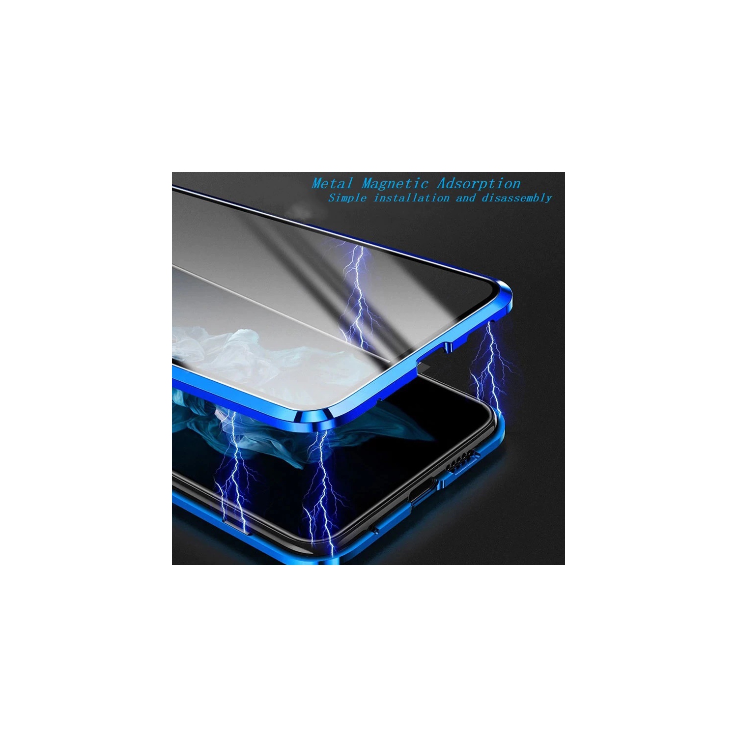 Étui magnétique en verre trempé et en métal transparent à 360° à l’avant et à l’arrière pour Samsung S23 Ultra