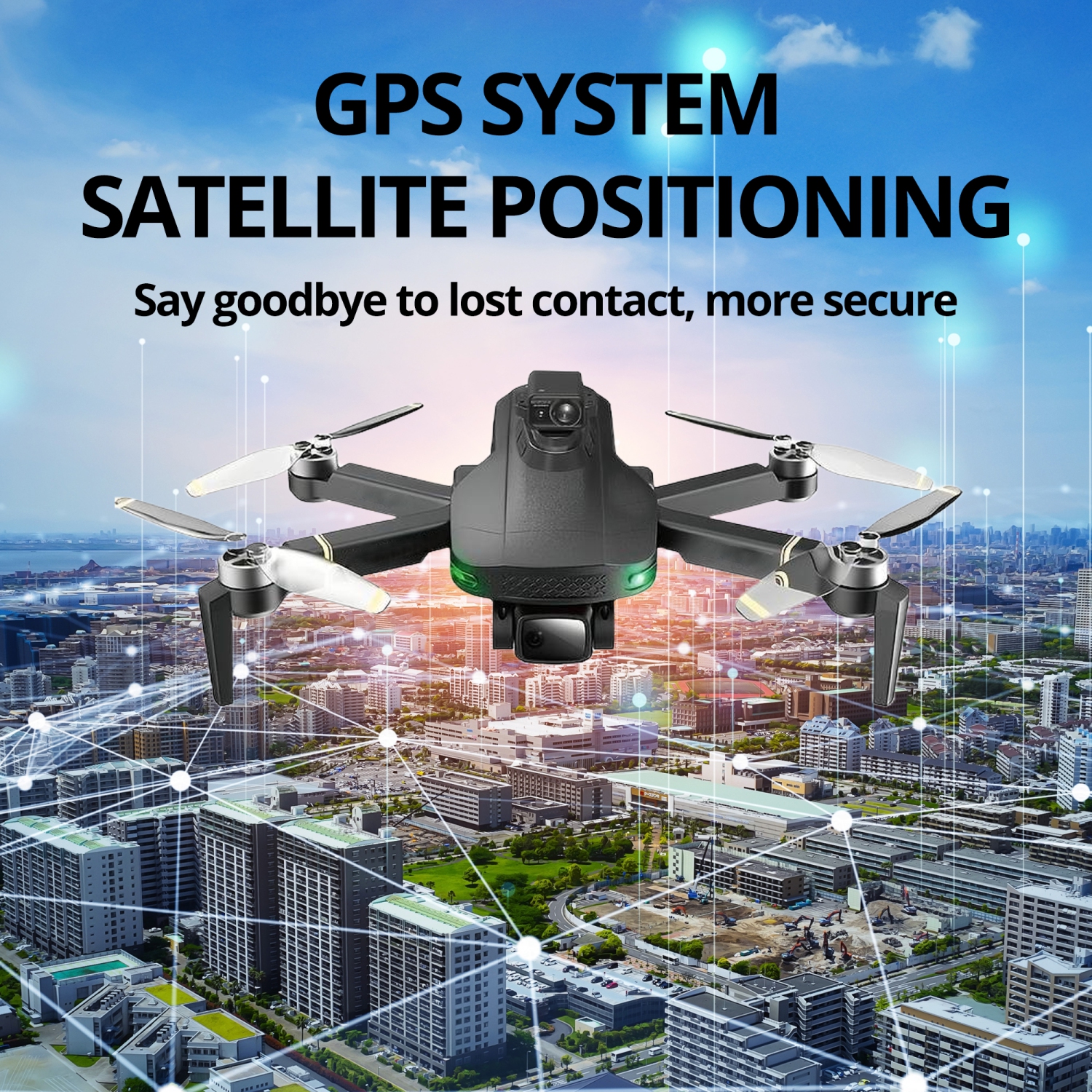 Open Box - The Bigly Brothers GD93 Midnight Specter GPS Drone, 720 Degrees Obstacle Avoidance, Smart Return home, 4K Camera 1000m Range, 30mins