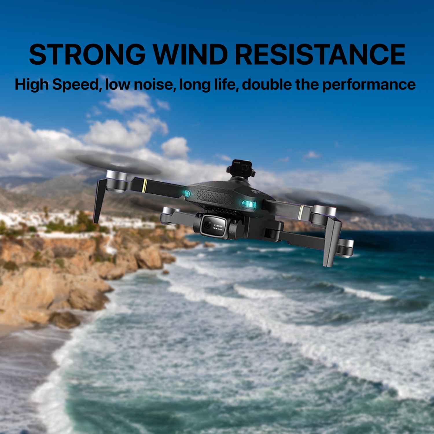 Open Box - The Bigly Brothers GD93 Midnight Specter GPS Drone, 720 Degrees Obstacle Avoidance, Smart Return home, 4K Camera 1000m Range, 30mins